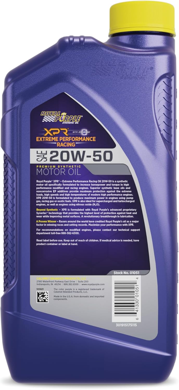 Royal Purple (06051-6PK XPR SAE 20W-50 Synthetic Racing Motor Oil - 1 Quart, (Case of 6)