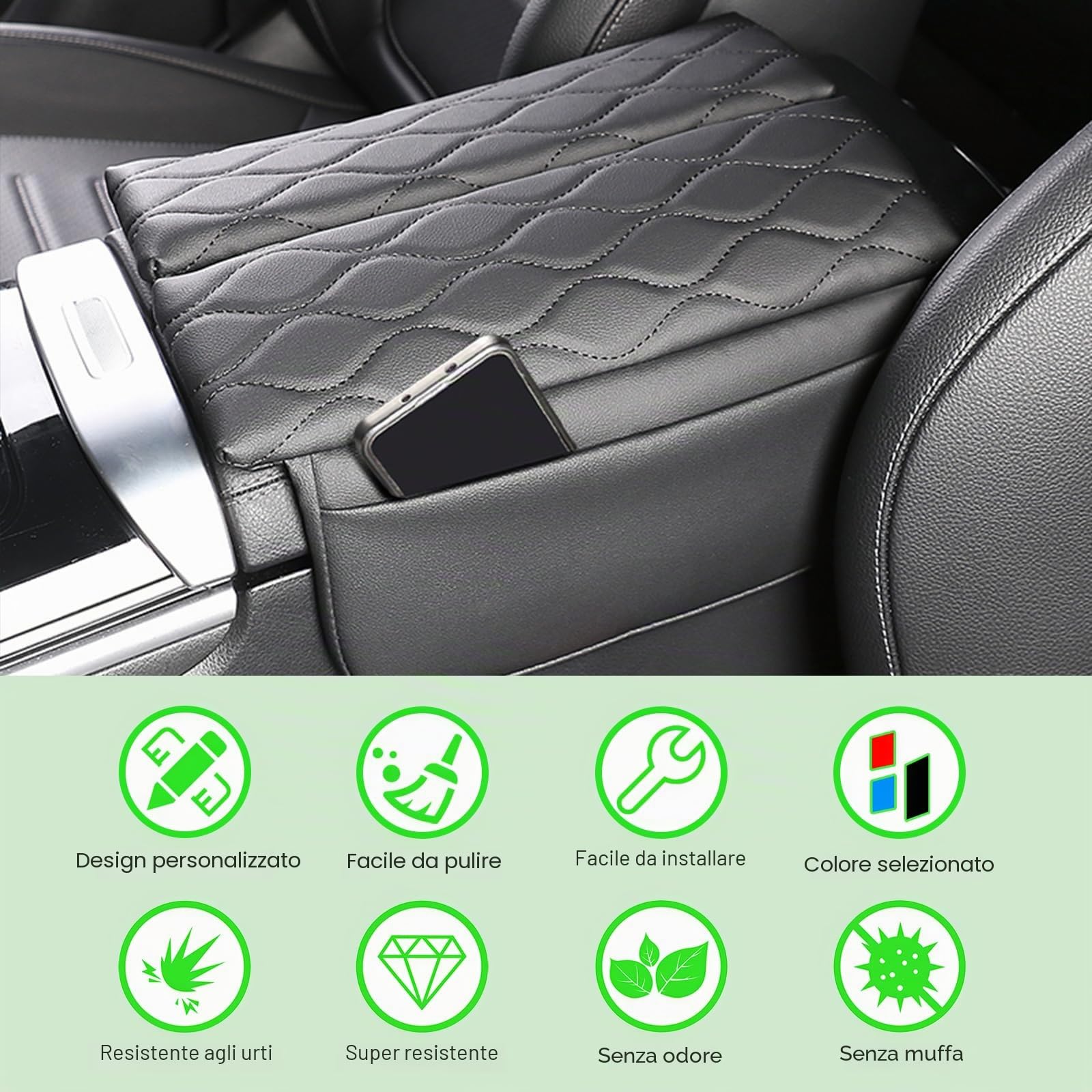 GAFAT M-ercedes-Benz Classe C W206 / GLC X254 2022-2024 2025 Coprisedili per Braccioli, Classe C 2023 Protezione per Bracciolo Console Centrale, Rivestimento in Microfibra PU, Classe C Accessori