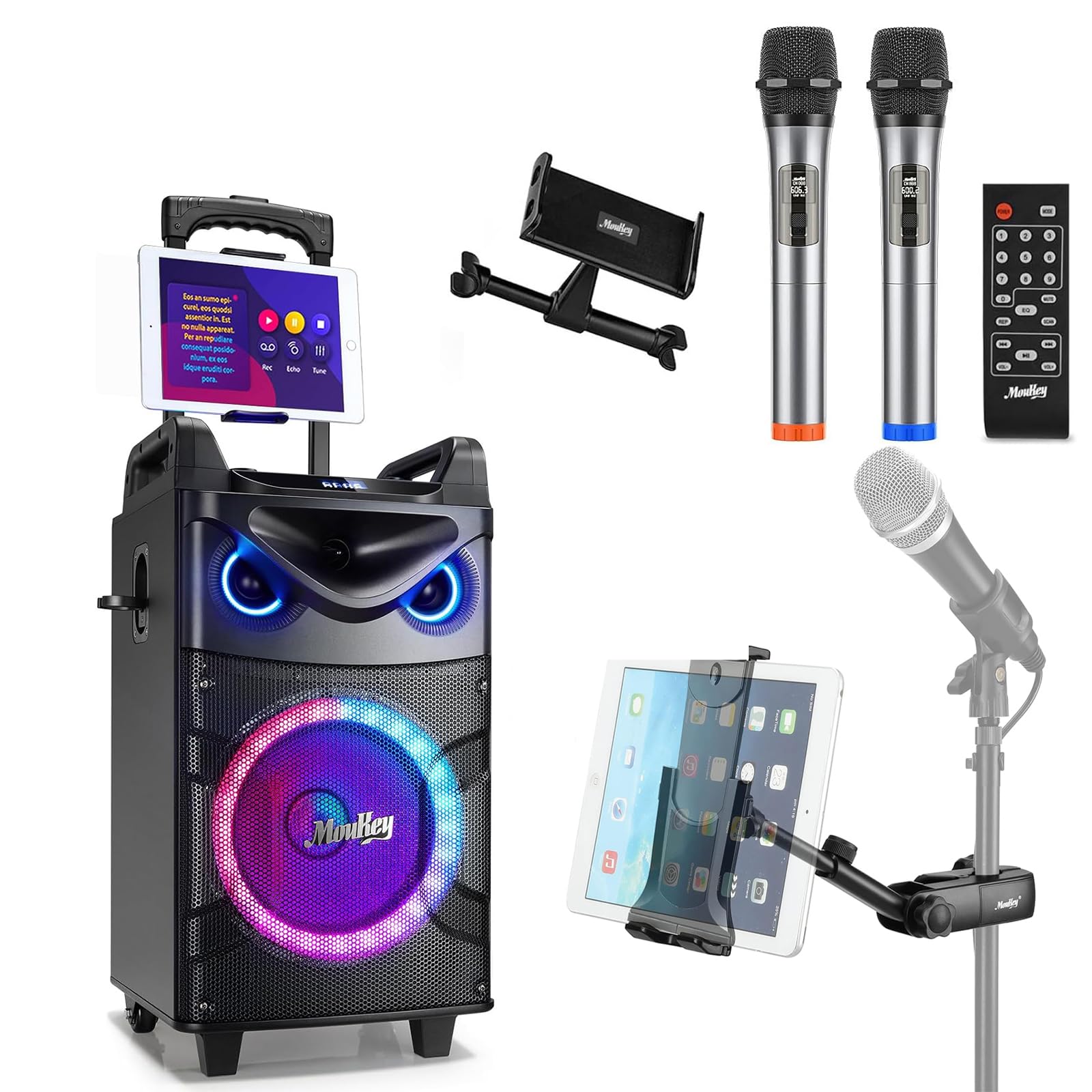 Amazon.com: Moukey MTs10-2 Karaoke Machine + Adjustable Tablet