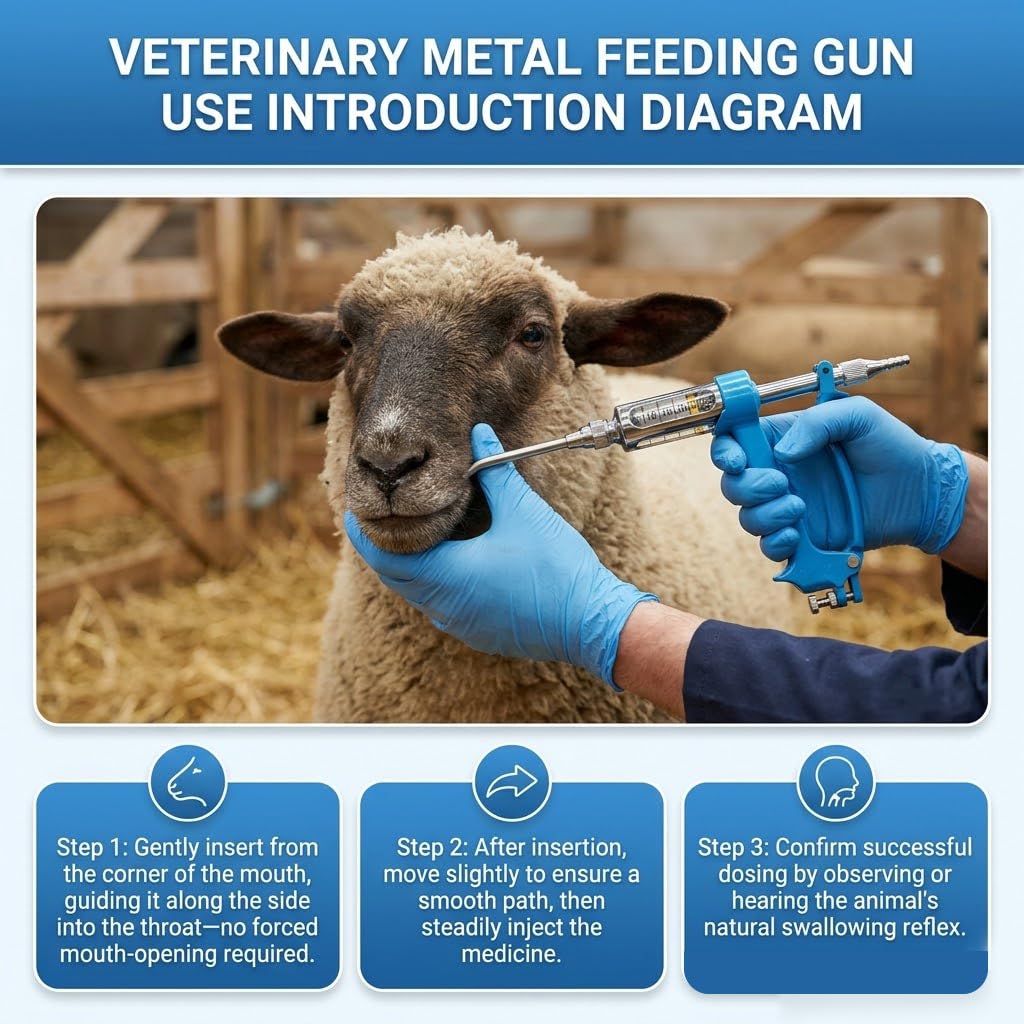 Pistola de empapado continuo resistente de 30 ml, compatible con sistemas de admisión de ovejas, caballos y cerdos, cubo de alimentación continua ajustable para mantenimiento de granjas