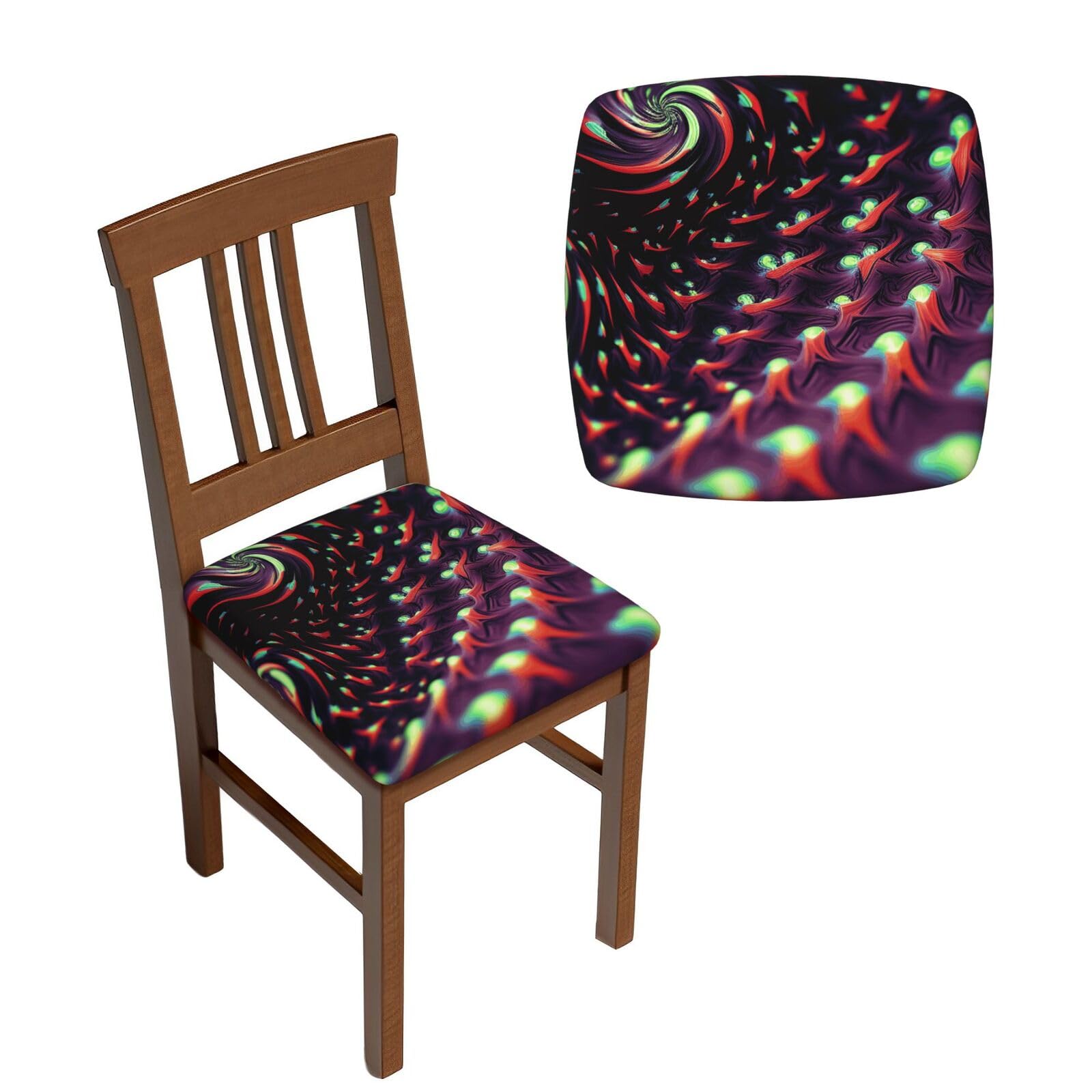 NONHAI 2PCS Dining Chair Seat Covers Set Fantasy Sci-Fi Dizziness Stretch Removable Chairs Covers Washable Seat Cushion Slipcovers Protector for Dining Room Kitchen Chairs