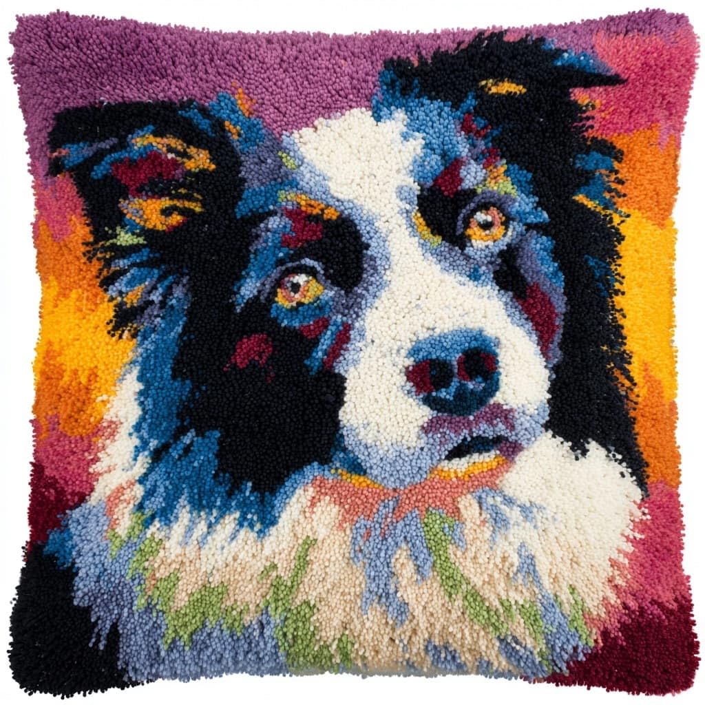 Henypt Latch Hook Cushion Kits for Beginners Dog
