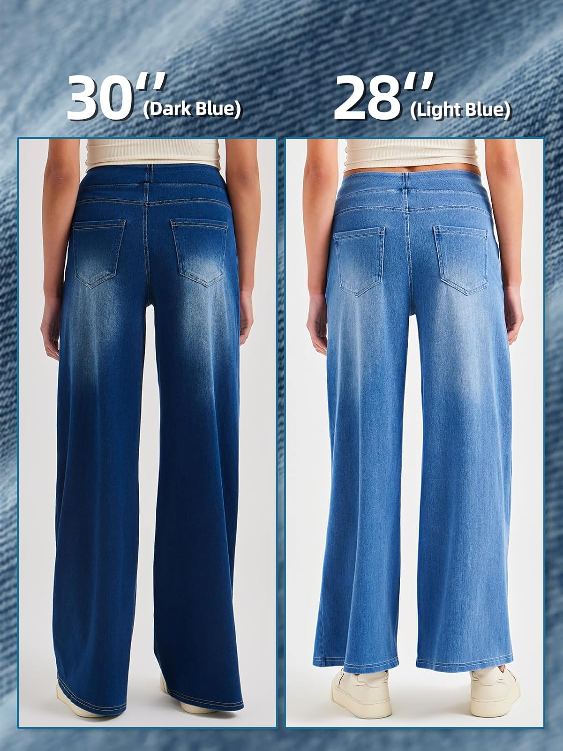 Stretch Wide Leg Jeans for Women High Waist Pull On Jeans Denim Pants Loose Jeggings - Image 5