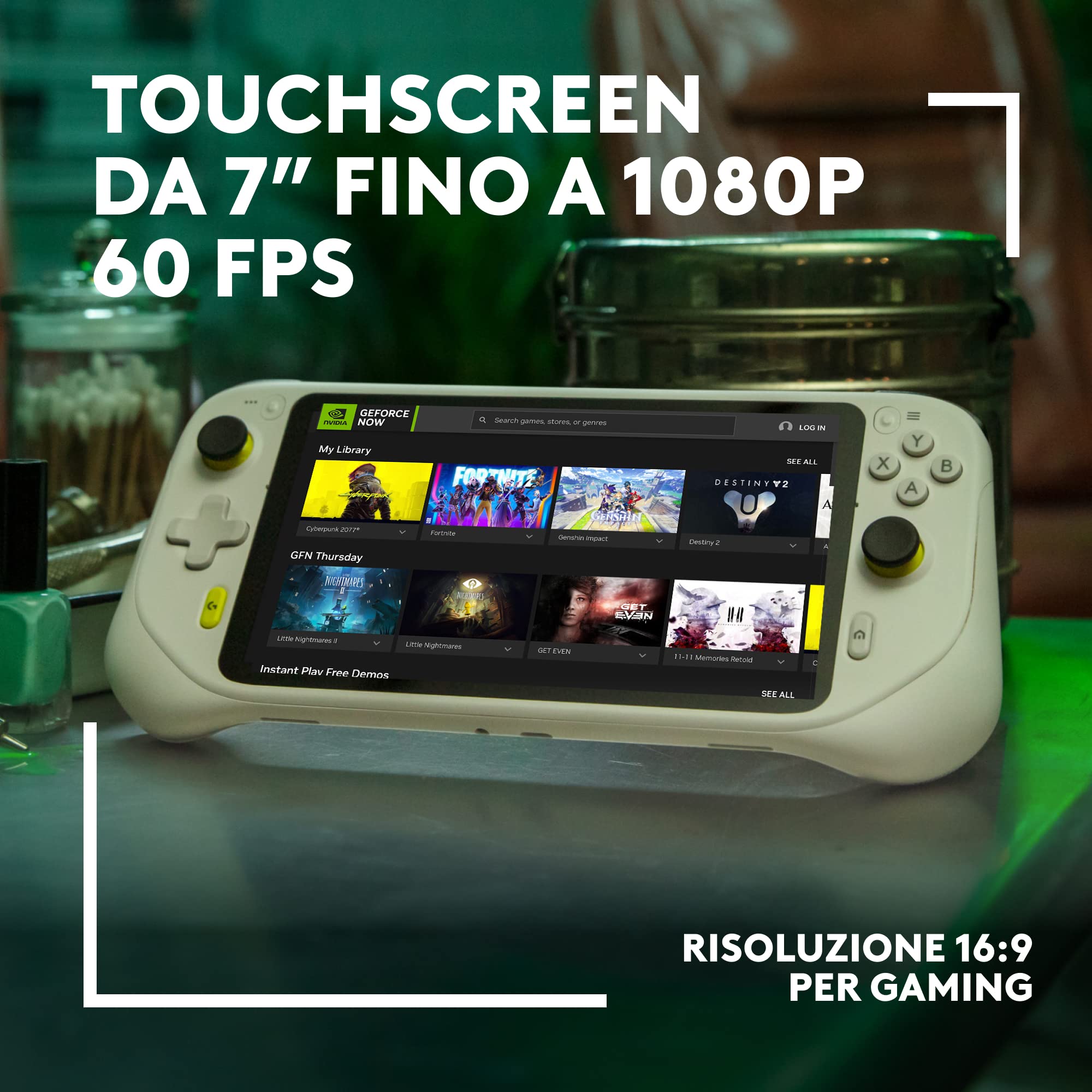Logitech G Cloud Gaming Handheld, Portable Gaming Console with Long Battery Life, 1080P 7-Inch Touchscreen, Lightweight Design, Xbox Cloud Gaming, NVIDIA GeForce NOW, Google Play - EU plug - White