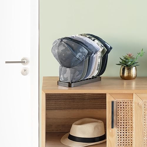 Miniatura 2 de Mkono Organizador de sombreros para gorras de béisbol, soporte para sombreros para 10 gorras de béisbol, soporte de mesa para sombreros, organizador