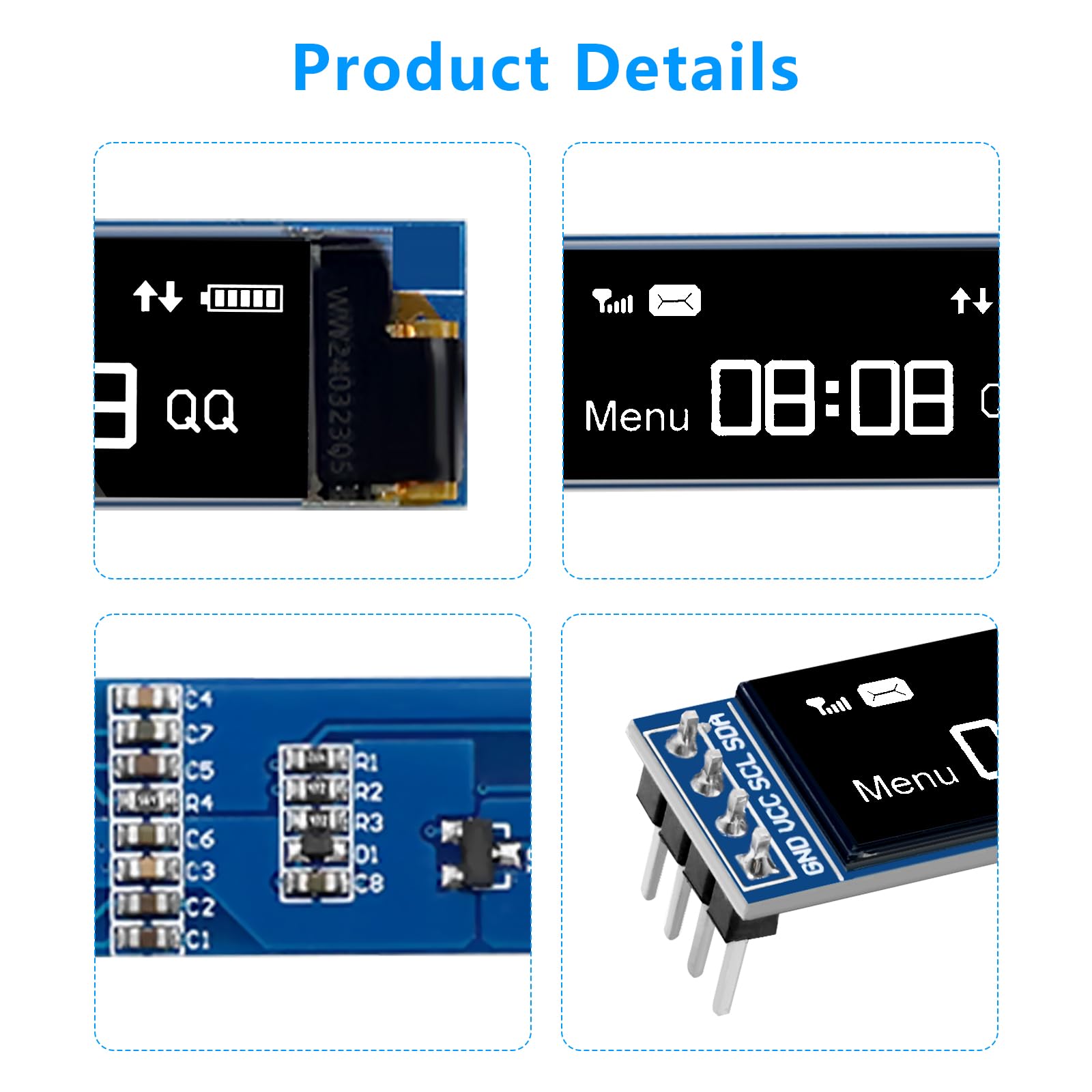 5 módulos de pantalla OLED de 0,91 pulgadas, IIC I2C, QIQIAZI IIC I2C, pantalla OLED de 128 x 32 3,3 V/5 V, para Arduino, color blanco