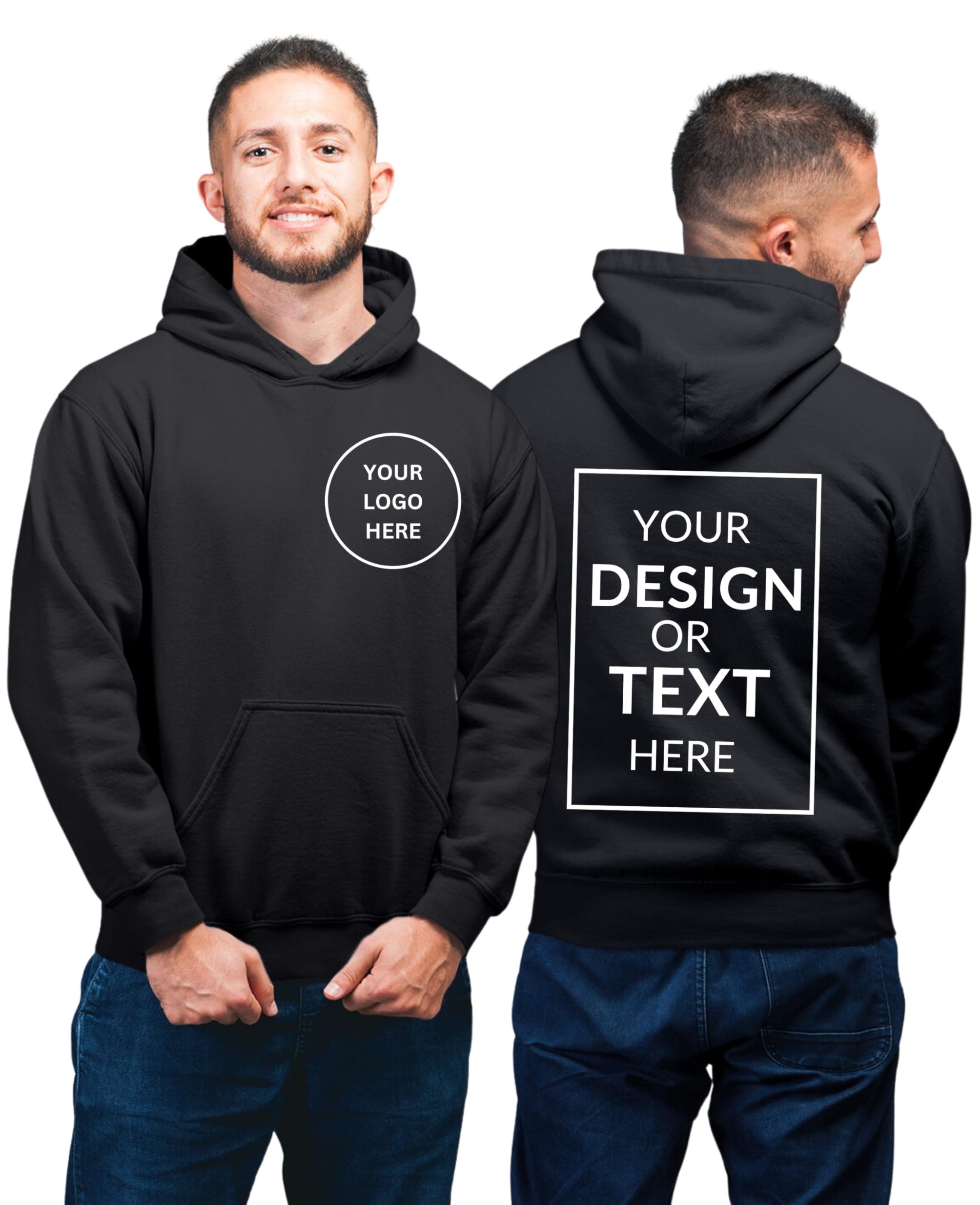 his'en'her Personalized Hoodie Sweatshirt with Photo Print Company Customized 100% Cotton Hoodie Sweatshirt for Men, Print Your Photo/Image/Text on Hoody Black-picture-18