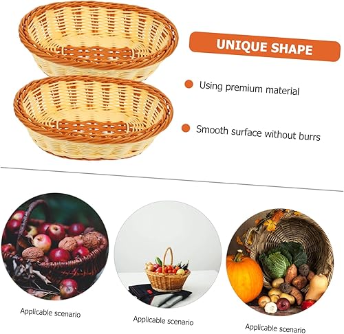 Miniatura 5 de Amosfun 2pcs Rattan Fruit Basket Dry Fruit Basket Seagrass Candy Basket Easter Egg Baskets Countertop Pantry Baskets Potato Holder Hamper Bread