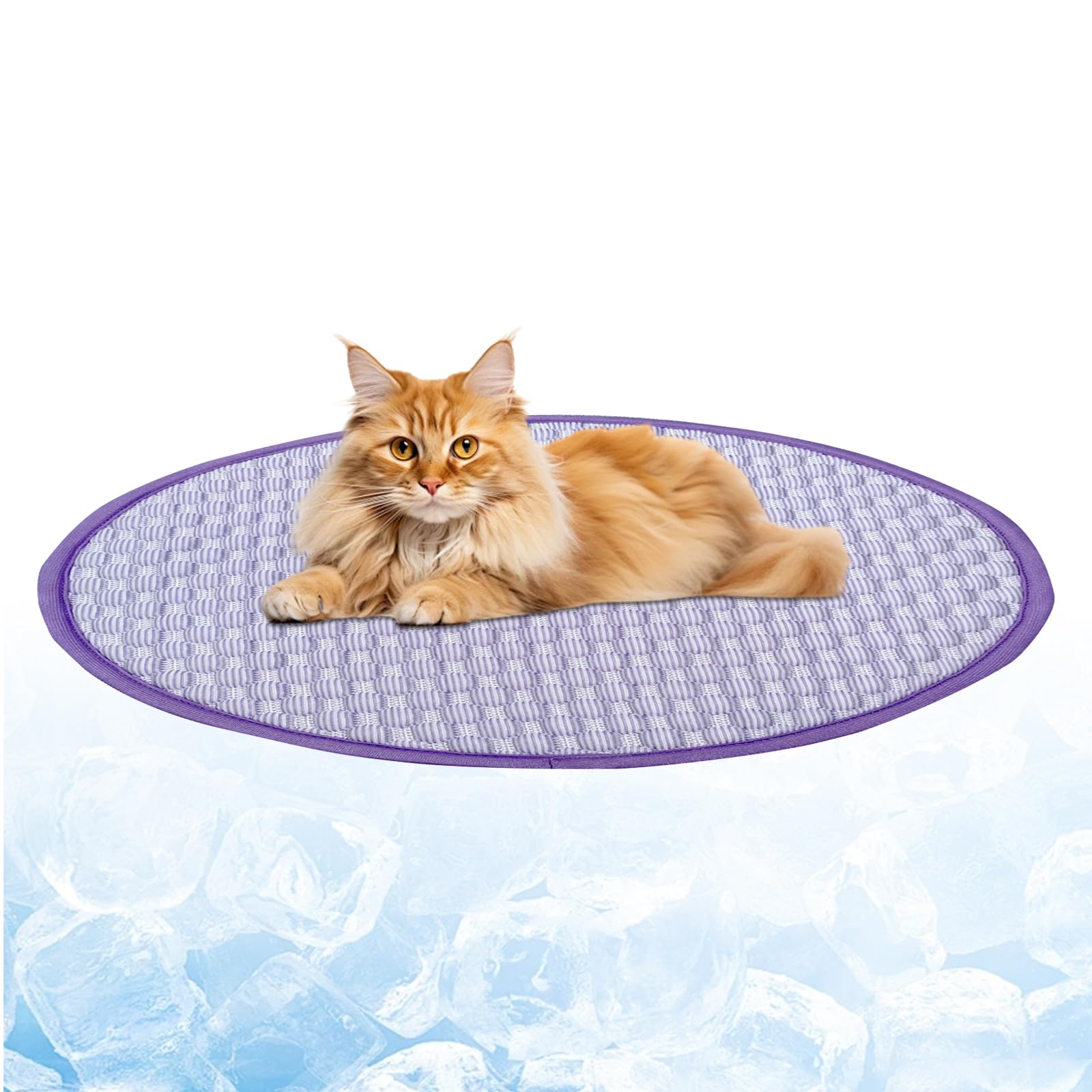 Girare Tappetino Rinfrescante per Gatti 40 cm, Cuccia Lavabile in Seta di Ghiaccio, Pieghevole, Viola