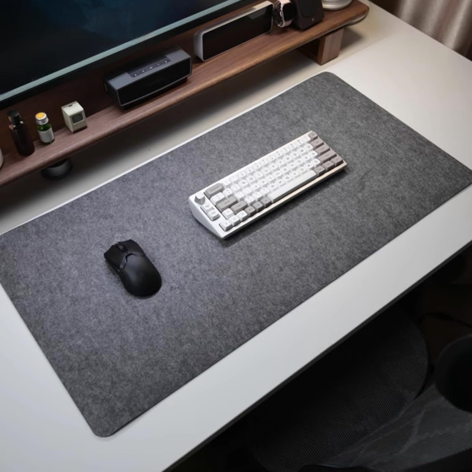 2 Alfombrillas de Escritorio de Fieltro 90x40 cm Antideslizante, Tapete Grande para Ratón y Teclado, Protector de Mesa para Oficina, Hogar y Gaming