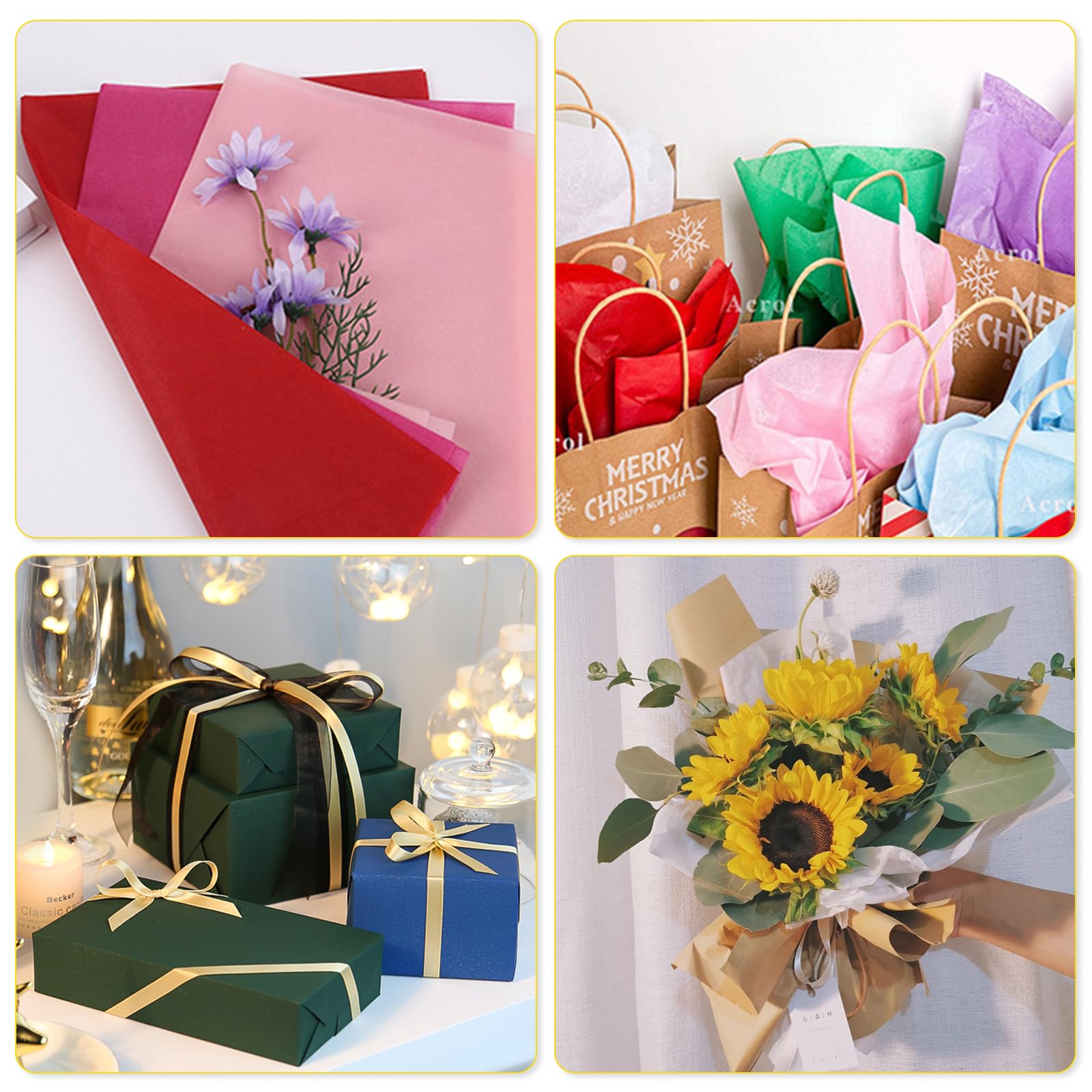 Sweelov Lot De 300 Feuilles De Papier De Soie - 20 Couleurs - 16 G/m² - Papier Transparent Multicolore - Format A4 - Pour Matériaux De Remplissage, Sacs Cadeaux, Pompons, Bricolage, Lanterne