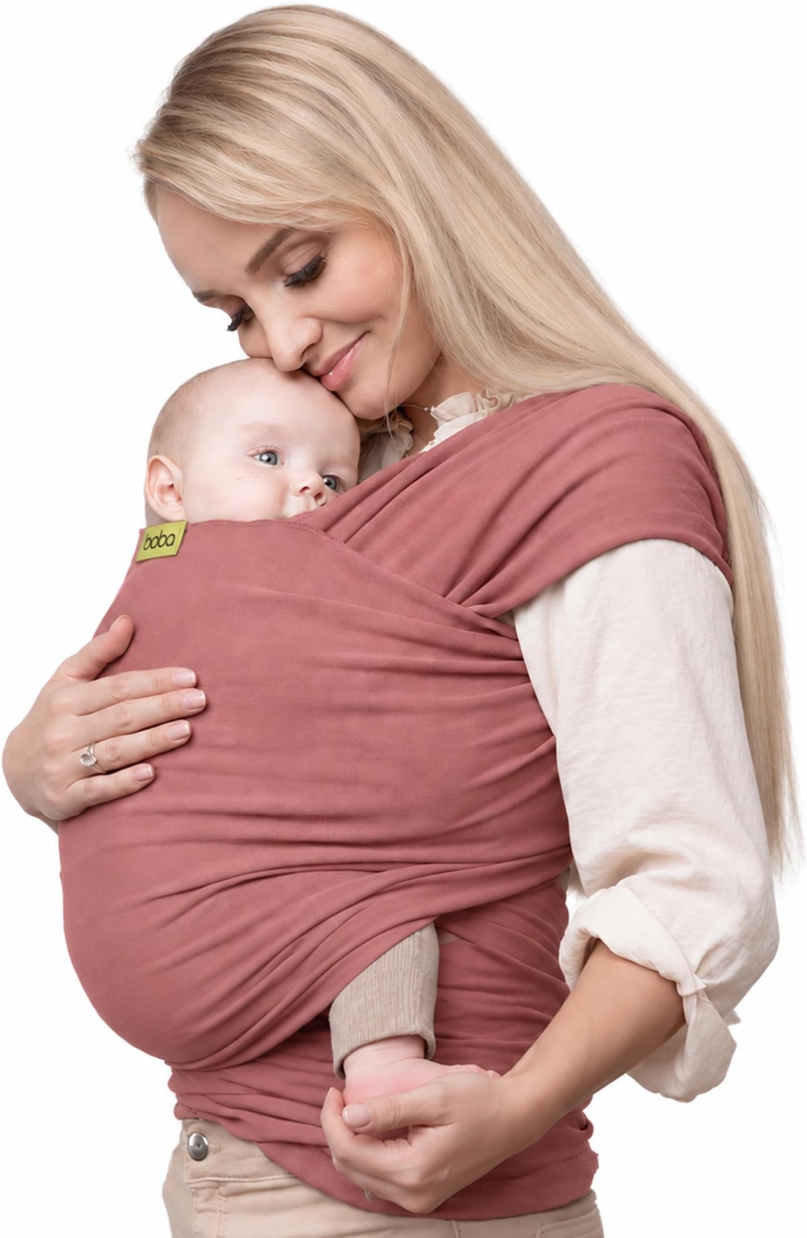 Boba Baby Wrap Carrier - Stretch Cotton Newborn Sling, Dusty Pink