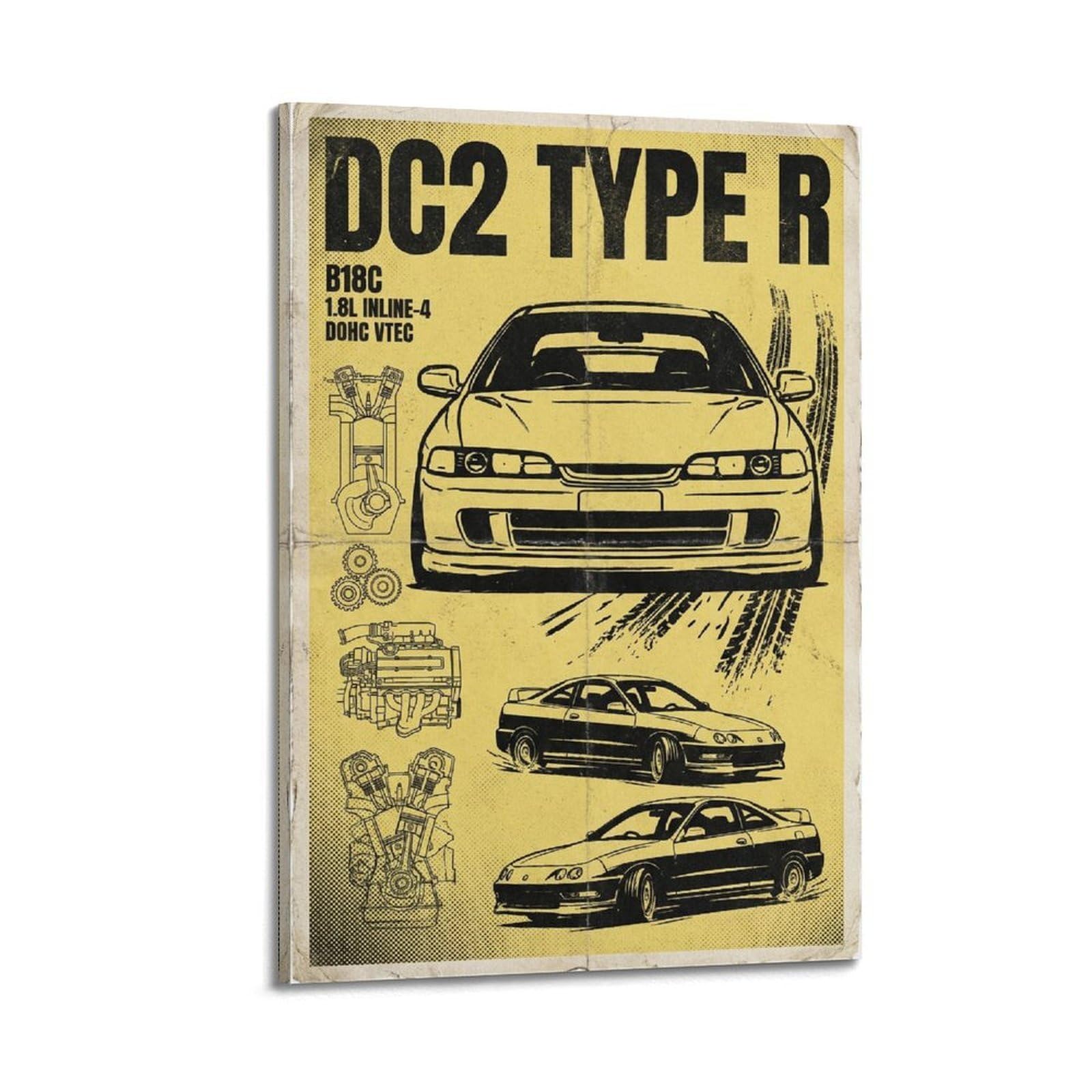 XKUGA Classic JDM Legend Racing Poster Integra Type R DC2 Modern Decorative Canvas Prints - Ideal Wall Art for Family, Man Cave, Game Room, Boys & Girls Bedroom 20x30inch(50x75cm)
