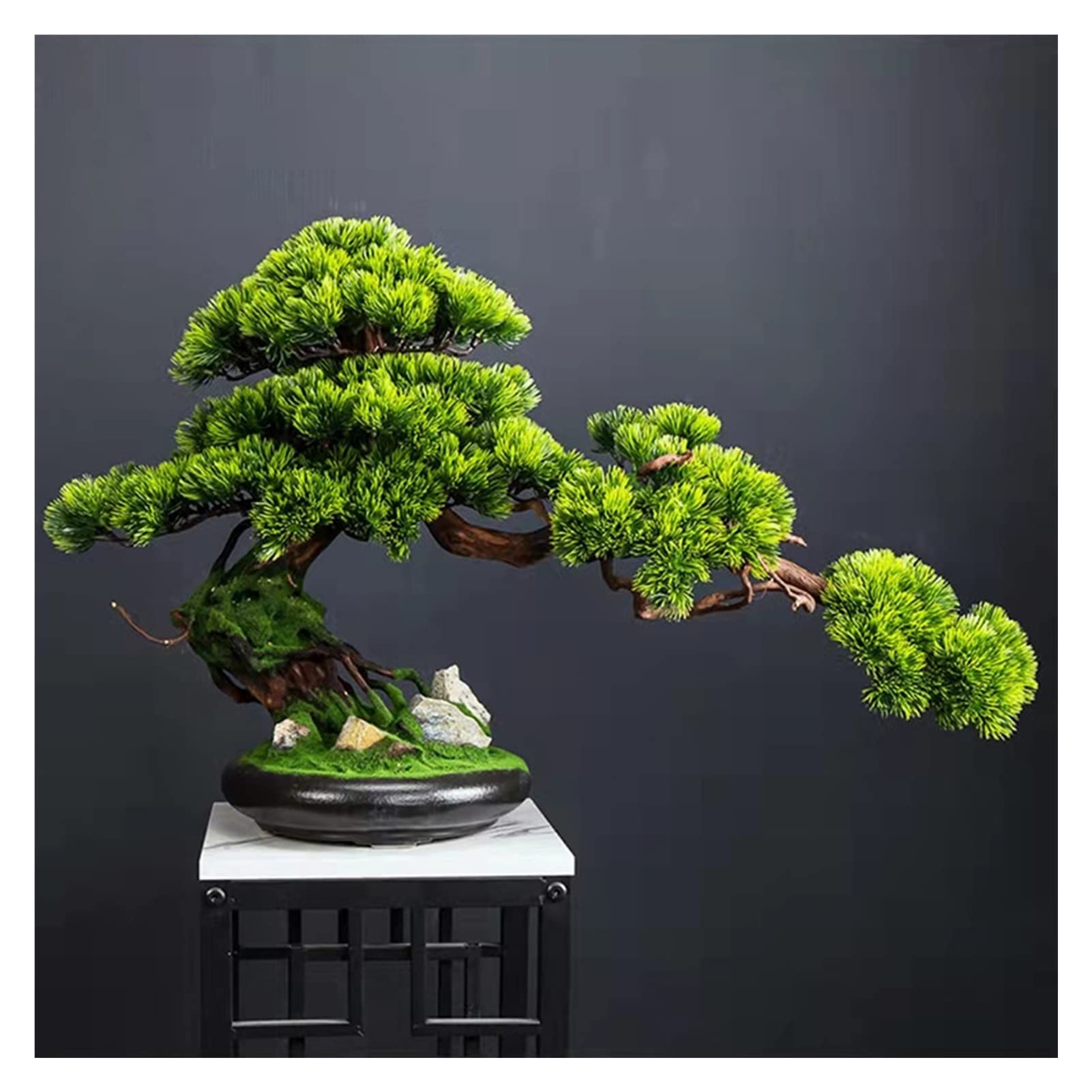 ULTRAWAVE Faux Tree Home Dector Simulated Welcome Pine Bonsai Decoration Living Room Fake Tree Potted Plant Ornaments Artificial Scenery Aesthetic Faux Plants Indoor(A)