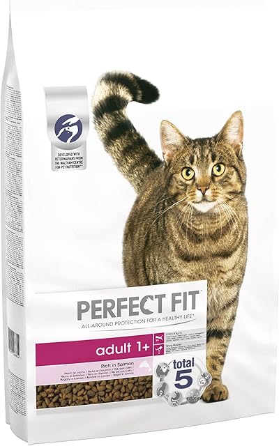Perfect Fit Dry Cat Food Adult 1+ - Complete Dry Food for Adult Cats from 1 Year Old, Rich in Salmon  7 kg (Pack of 1)