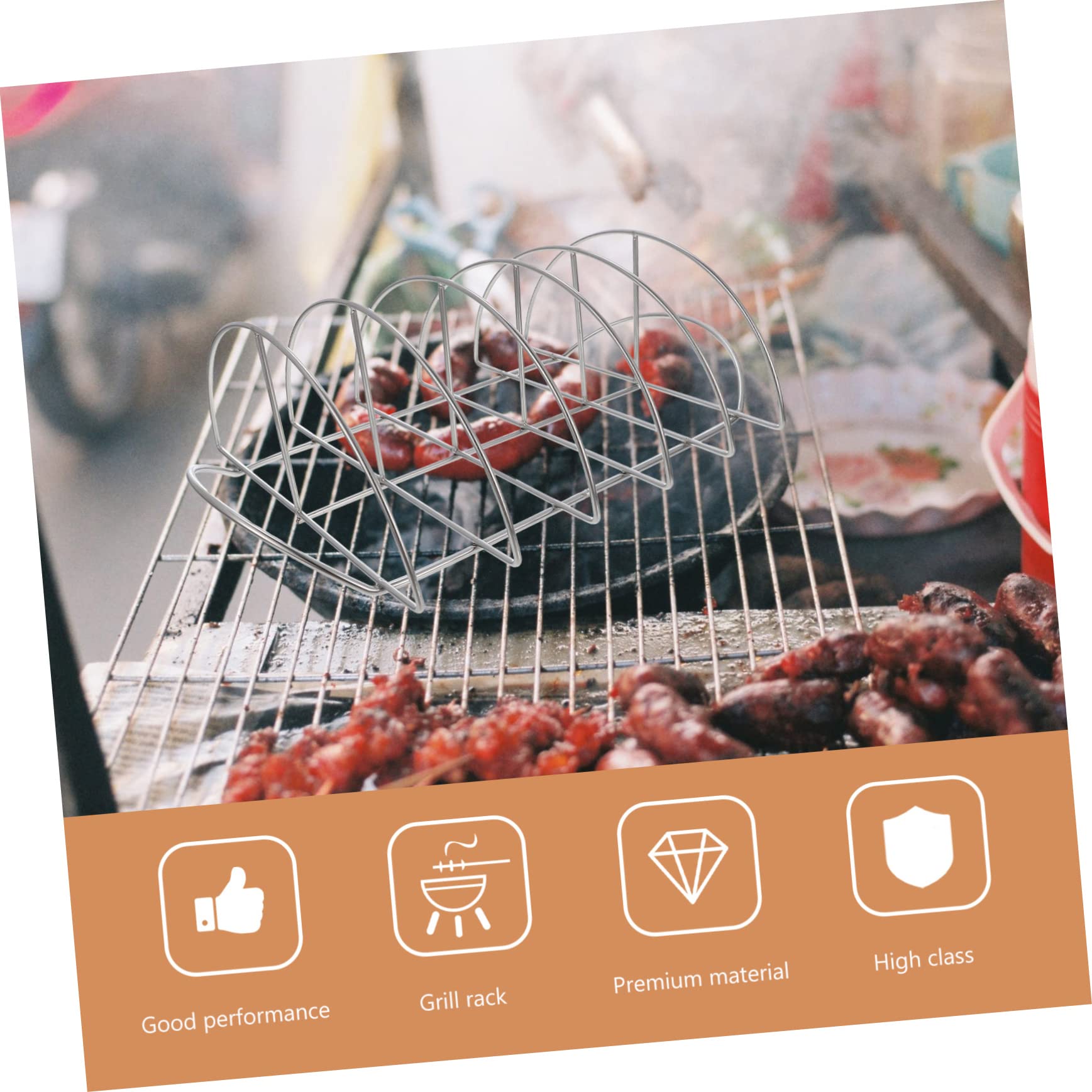 UKCOCO Supporto Costine in Acciaio Inox, Portatile e Leggero, Resistente all’Usura, per Barbecue in Casa o Picnic, Accessorio per Grigliare Carne
