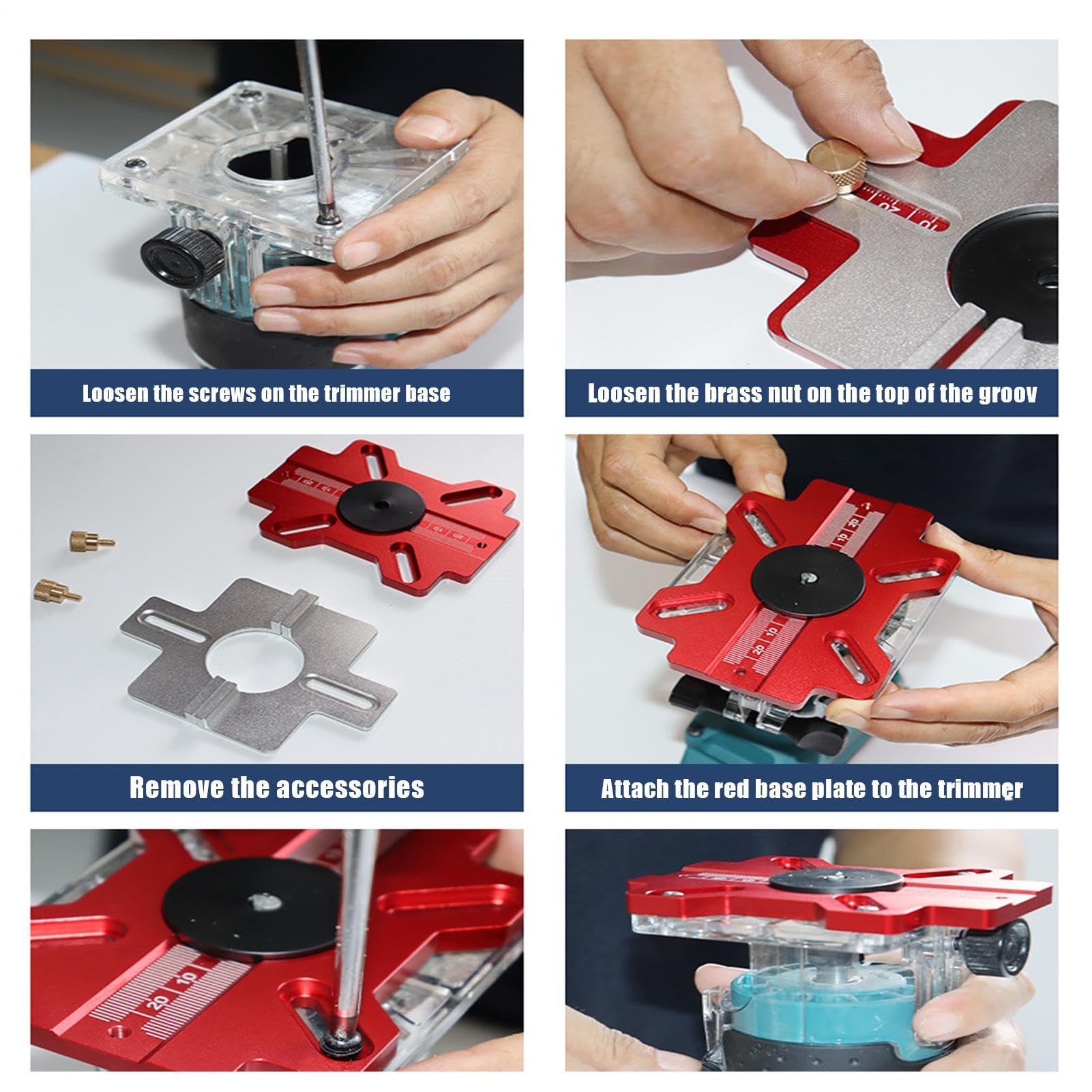 Modello guida regolabile per fresa da falegnameria 2-in-1 | Morsa Regolabile & Scala Precisa, Dima in Alluminio per Scanalature e Forature di Porte