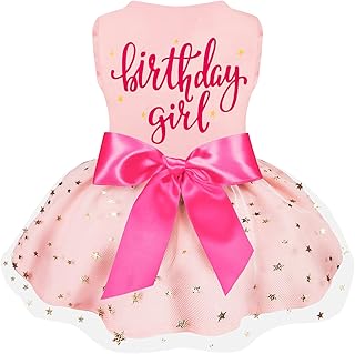 Birthday Girl Dog Tulle Dress - Dog Clothes Holiday Festival Dog Dresses Puppy Party Costumes Doggie Shirts Cat Outfits(X-Small,Pink)