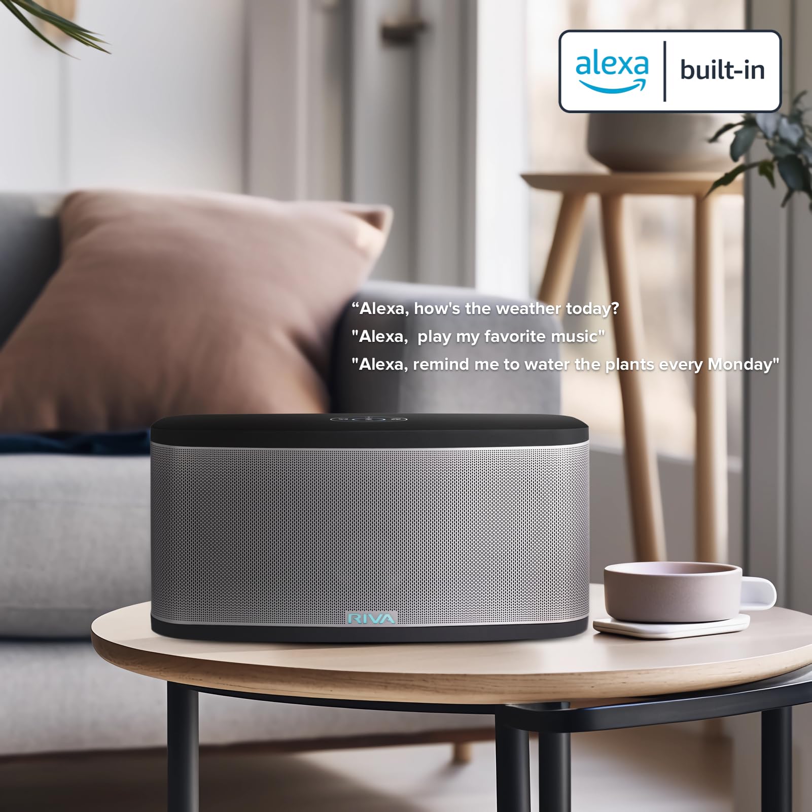RIVA Upgraded Stadium Wi-Fi Bluetooth Smart Hi-Fi Speaker with Alexa Built-in, 10 Drivers, 200W, Multiroom Music System, Supports Airplay 2, Spotify, Tidal and More Streaming (Black)