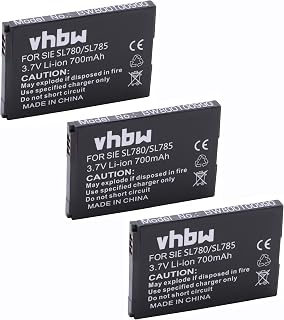 vhbw 3x Replacement Battery compatible with Siemens Gigaset SL450, SL450A Go, SL450H, SL450HX Wireless Landline Phone (700mAh, 3.7V, Li-Ion)