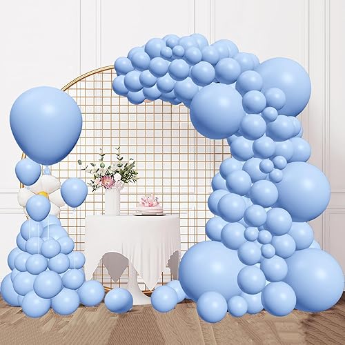 122 globos azules de diferentes tamaños de 36, 18, 12, 10 y 5 pulgadas, kit de arco de globos azul claro, globos extra grandes para baby shower,