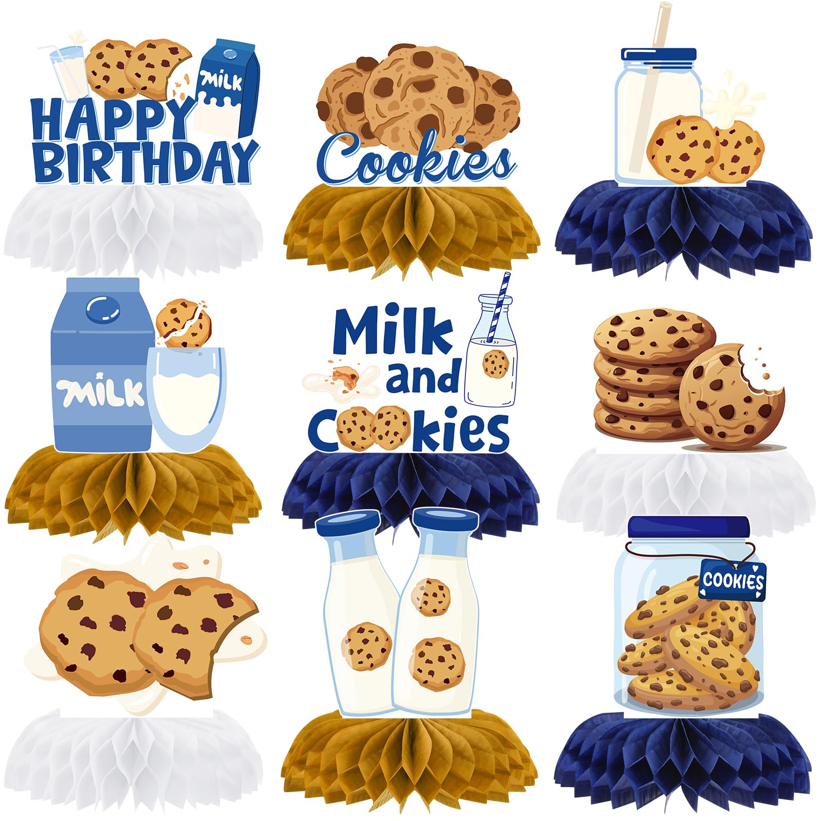Milk Cookies Birthday Decorations - 9Pcs 1st Honeycomb Centerpieces