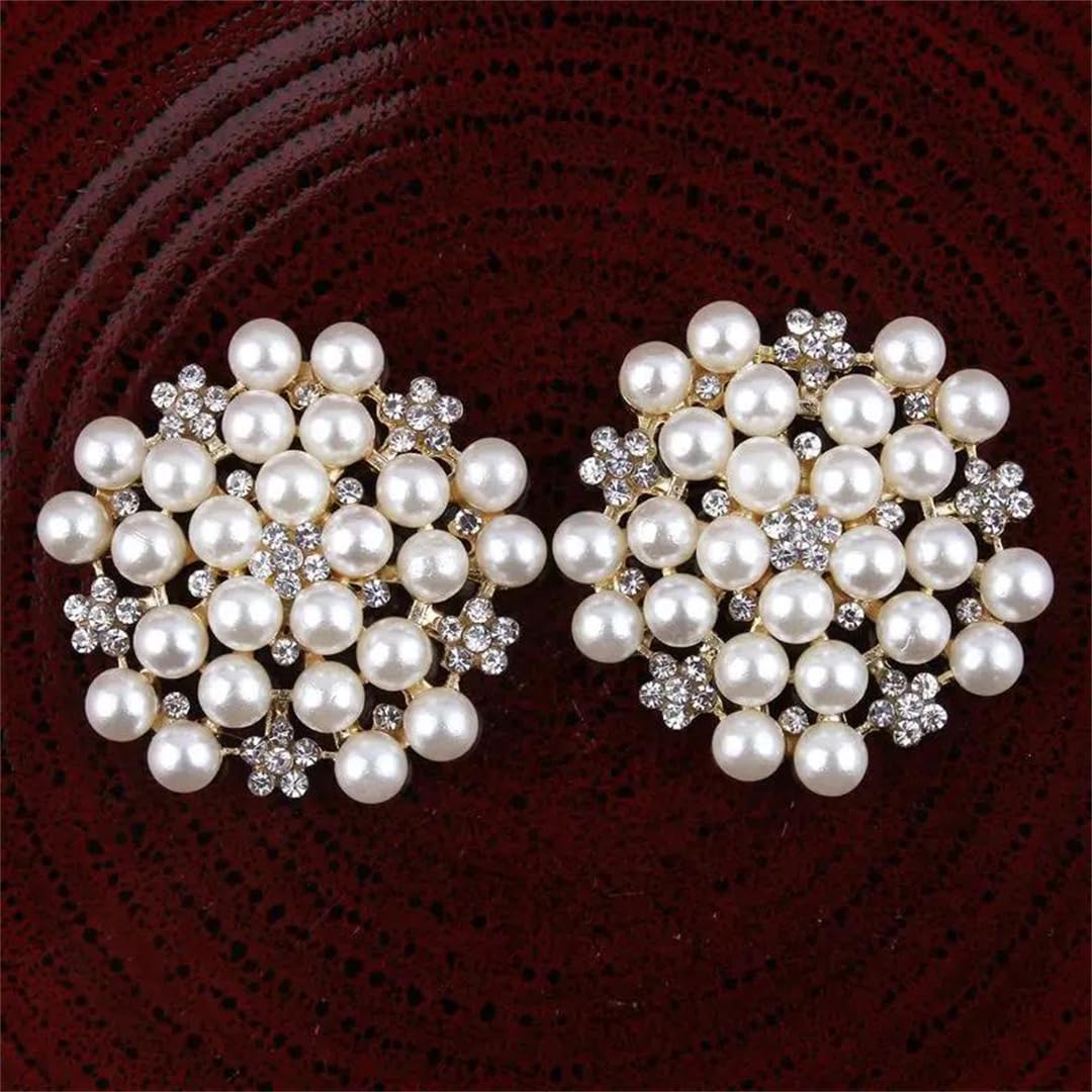 Różne ubrania, perłowe guziki Kwiat perłowy przyszyte guziki Rhinestone Multi na akcesoria do włosów odzież materiały ​​majsterkowania(Silver)