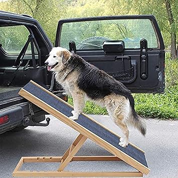 Amazon 木製ペットランプ 車の犬用はしご 滑り止めカーペット安全ペット用はしごで30 40 50 60cmの高さ調整可能 Size 100x40x 30 40 50 60 Cm ペットステップ 安全スロープ 通販