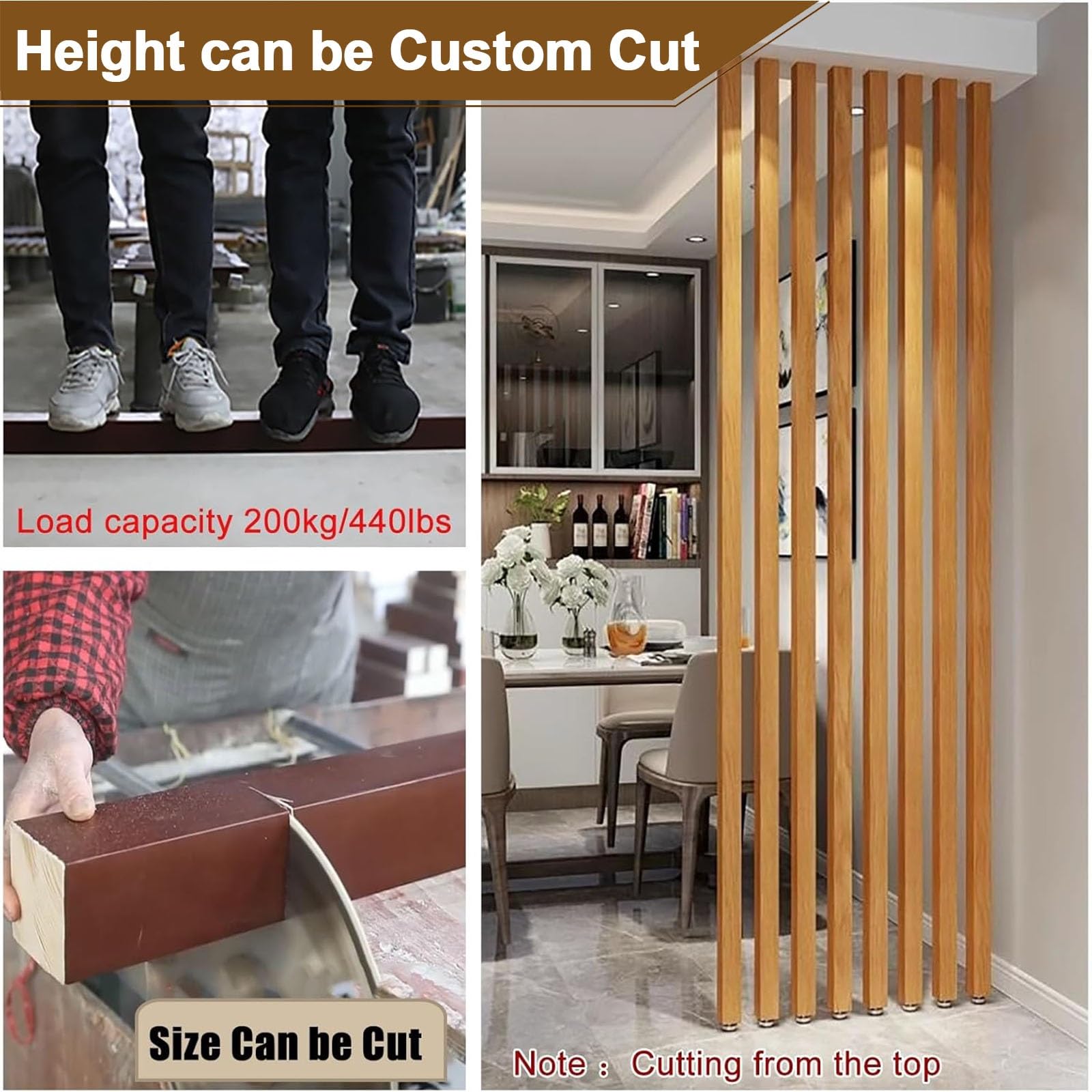 Amazon｜間仕切り柱 木製スラット壁柱の床から天井までの仕切り