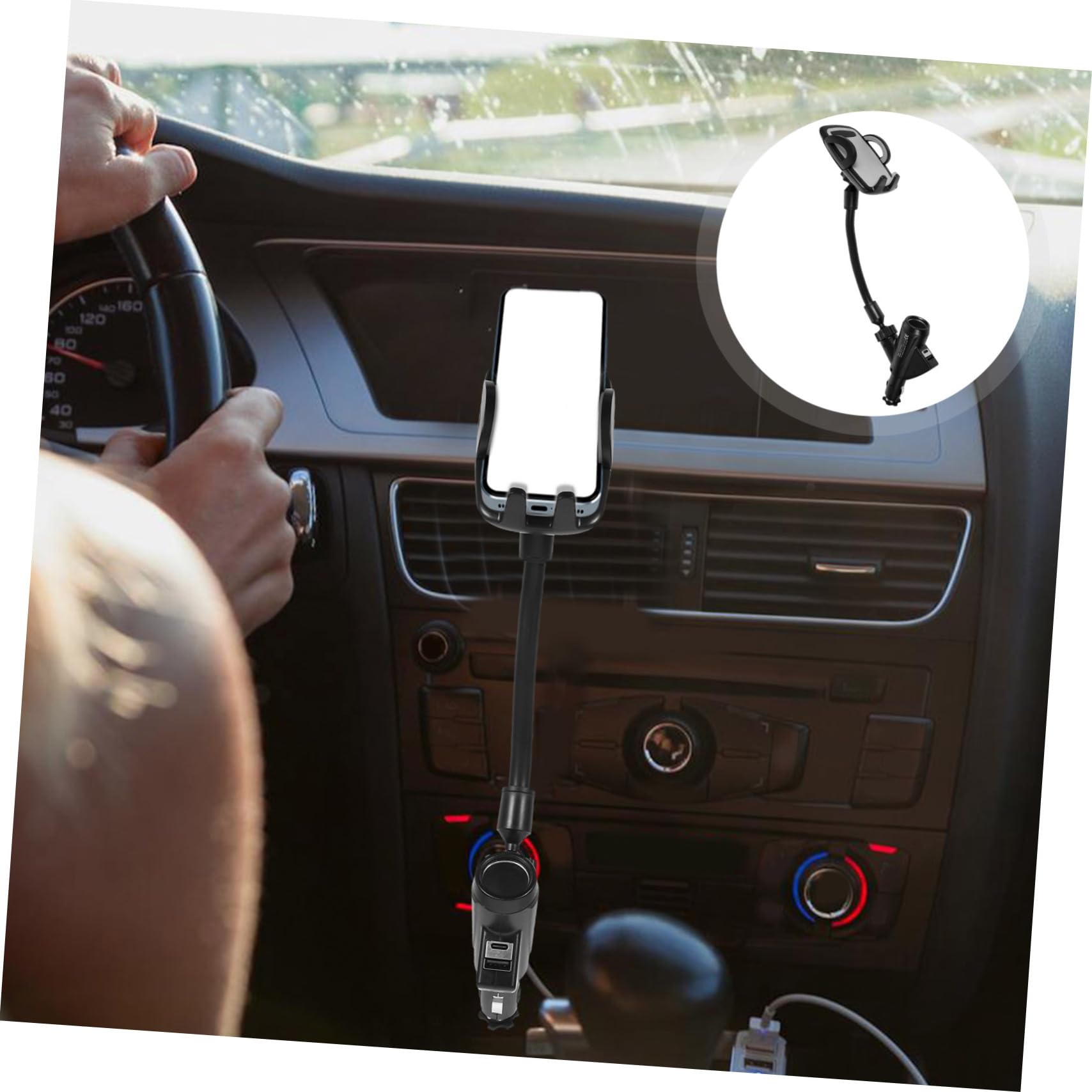 Supporto Nero Porta Caricatore Cellulare Auto per da Doppia e Stili multipli Plastica Usb, Adattatore Accendisigari 12-24v in Ricarica Veloce Protezione Stili multipli Telefono