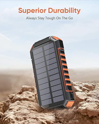 Miniatura 8 de Riapow 26800mAh cargador solar inalámbrico cargador portátil y 27000mAh banco de energía solar con cables