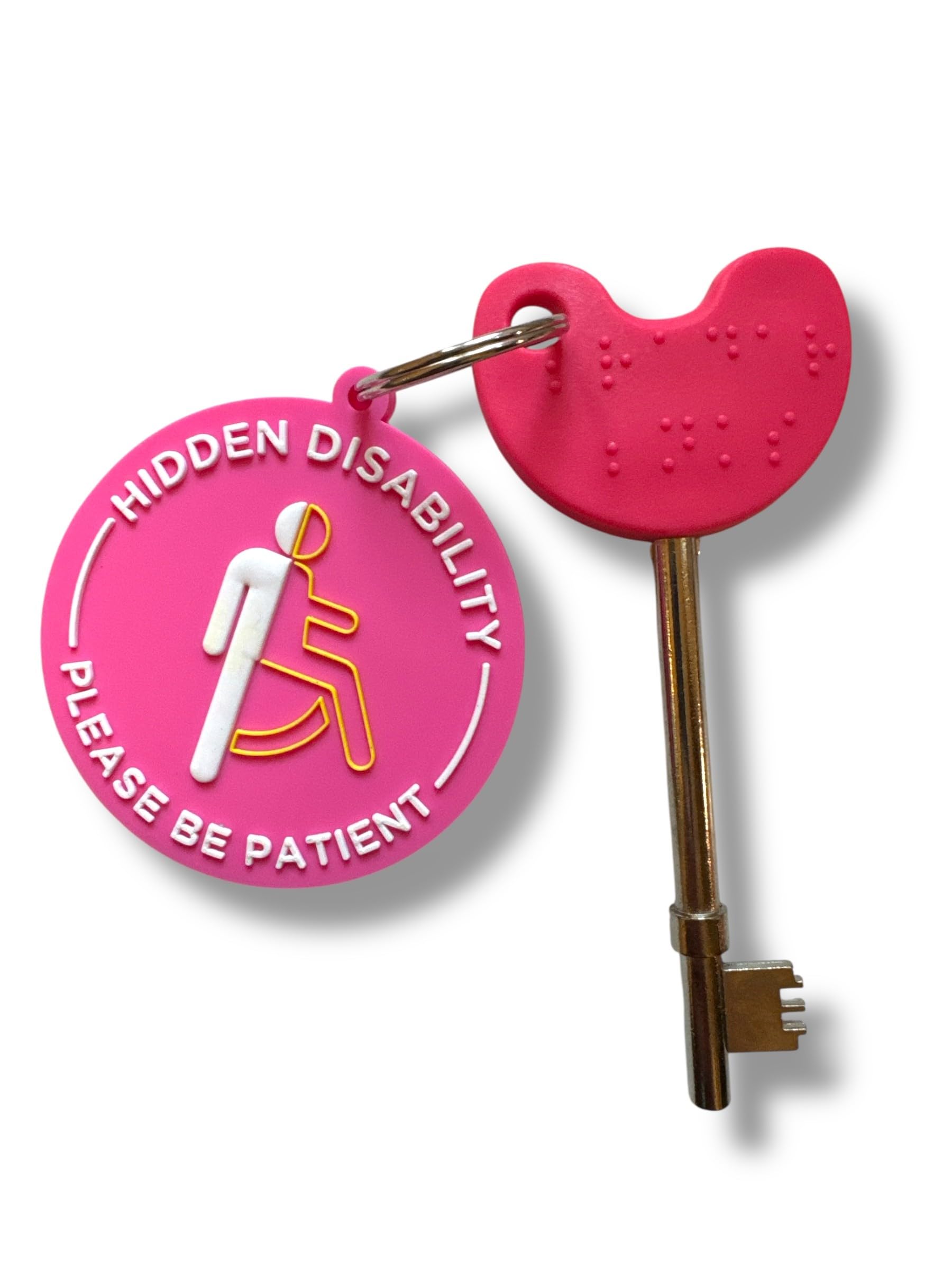 Compatible NKS/Radar UK Disabled Toilet Key with 3D Visual Awareness Hidden Disability Disc Tag (Pink)