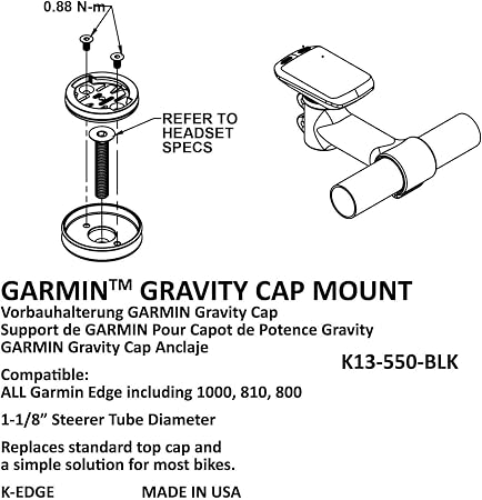 K-Edge Gravity Cap Garmin Mount (Black 