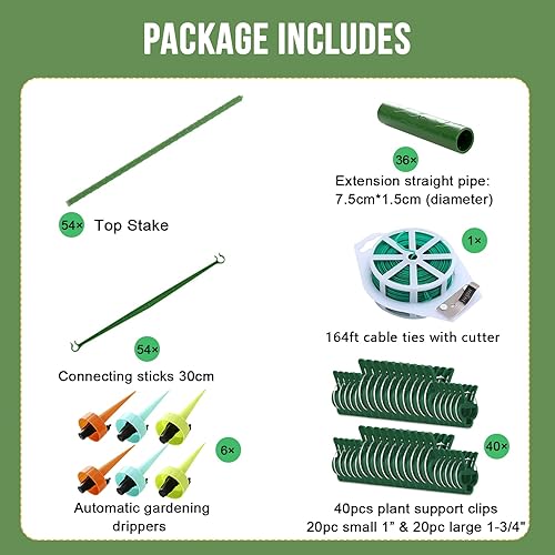 Miniatura 7 de Jaulas de tomate  Soporte de estacas para plantas de jardín (paquete de 6 unidades de 49 pulgadas4 paquetes de 67 pulgadas) con lazos para plantas