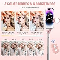 Vista 5 de Palo selfie con control remoto recargable y luz (1 unidad), trípode para iPhone, soporte de teléfono celular para grabación de video, accesorios