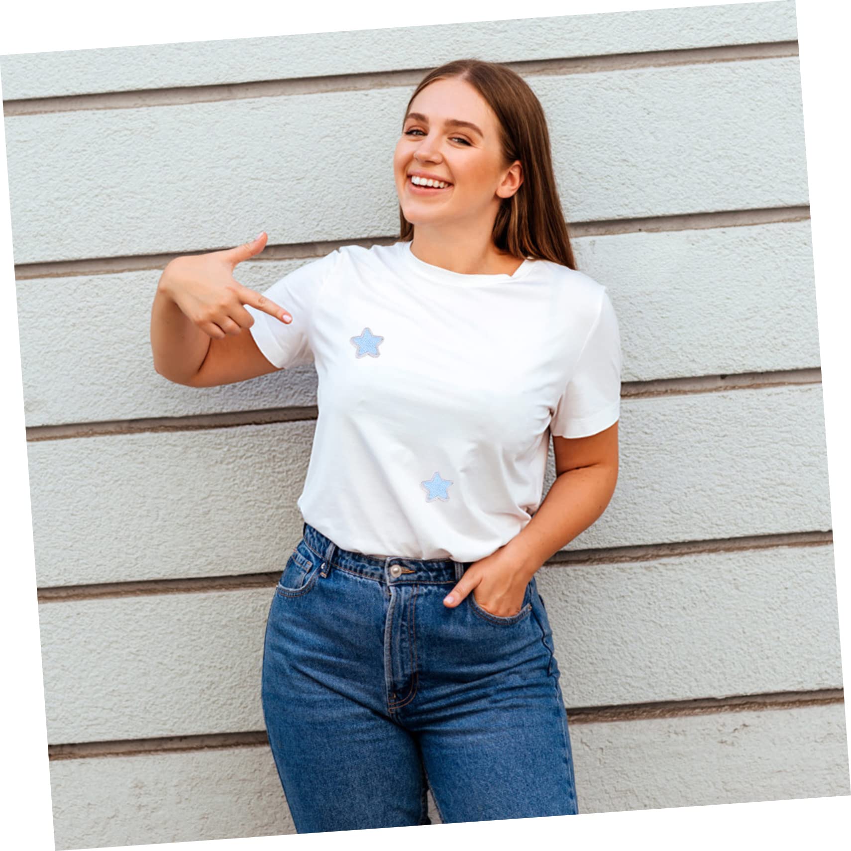 EXCEART 100pezzi Patches Autoadesivi Ricamati Forma Stella Per Abbigliamento Toppe Decorative Per Jeans Borse e Accessori Riparazione e Decorazione Fai Te