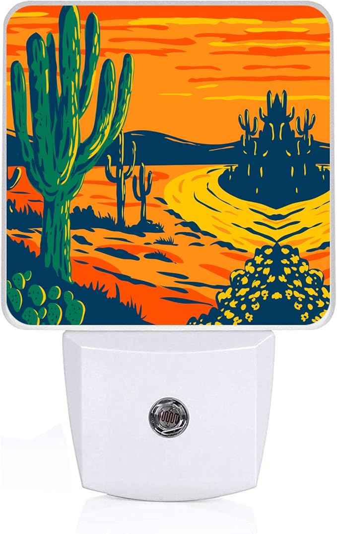 SLHFDKL Cactus Night Light, Plug-into Wall Desert Plant Nightlight Lamp with Dusk to Dawn Sensor, Led Lamp 0.5W Energy Efficient for Boys Girls Adults Home Decor