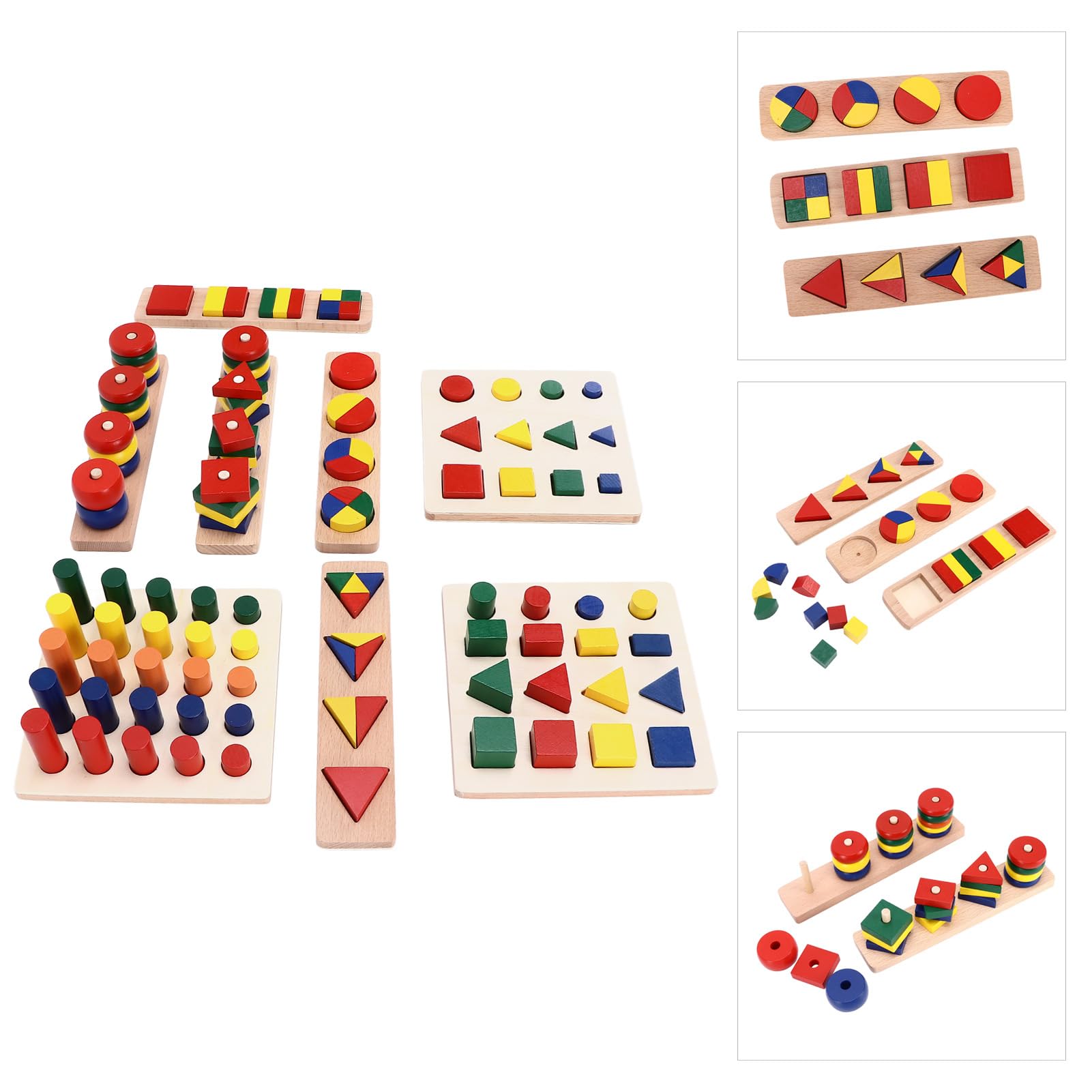 Generic Drewniane Puzzle w Kształcie Zabawki Edukacyjne dla Dzieci Dopasowywanie Kolorów Klocki do Sortowania Prezent Idealny od 3 Lat i Więcej Trwałe Drewno Bukowe