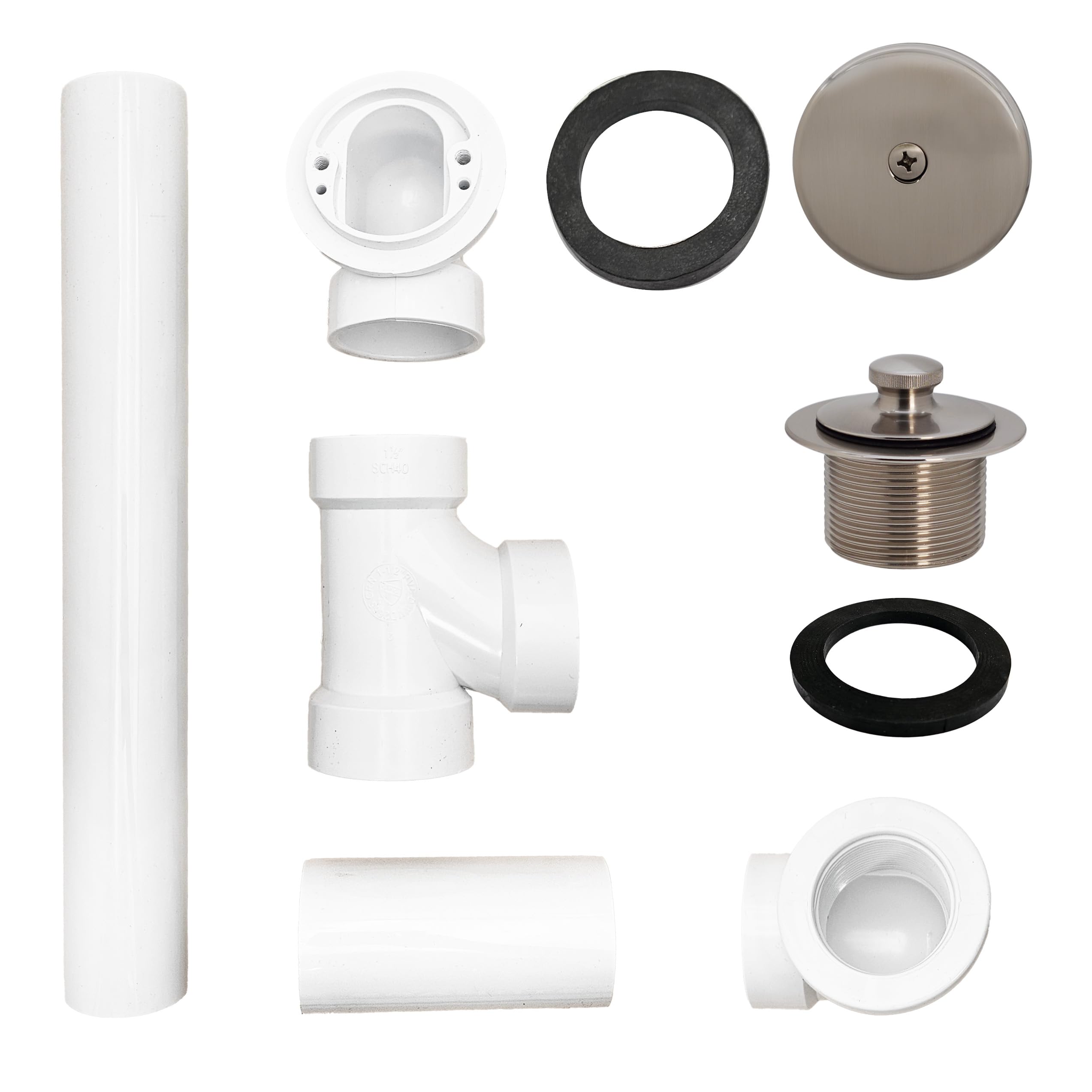 Westbrass d49721 Pull & drenaje SCH. 40 PVC desagüe de bañera con one-hole parte superior codo Satin Nickel