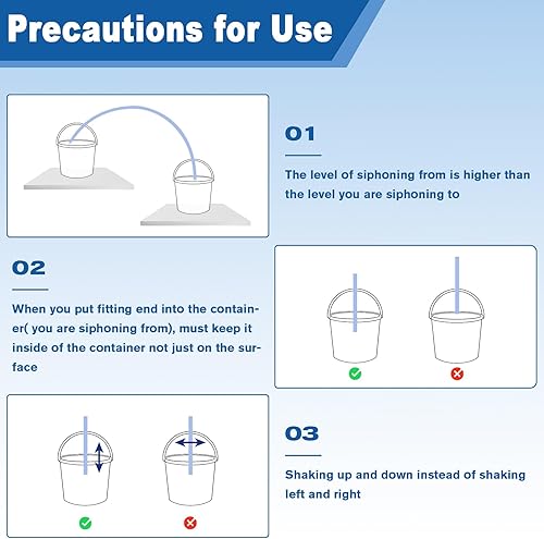 Miniatura 4 de Paquete de 2 mangueras de sifón de 34 pulgadas × 6 pies, manguera de sifón de gas para transferencia de gasolinacombustibleagua, manguera