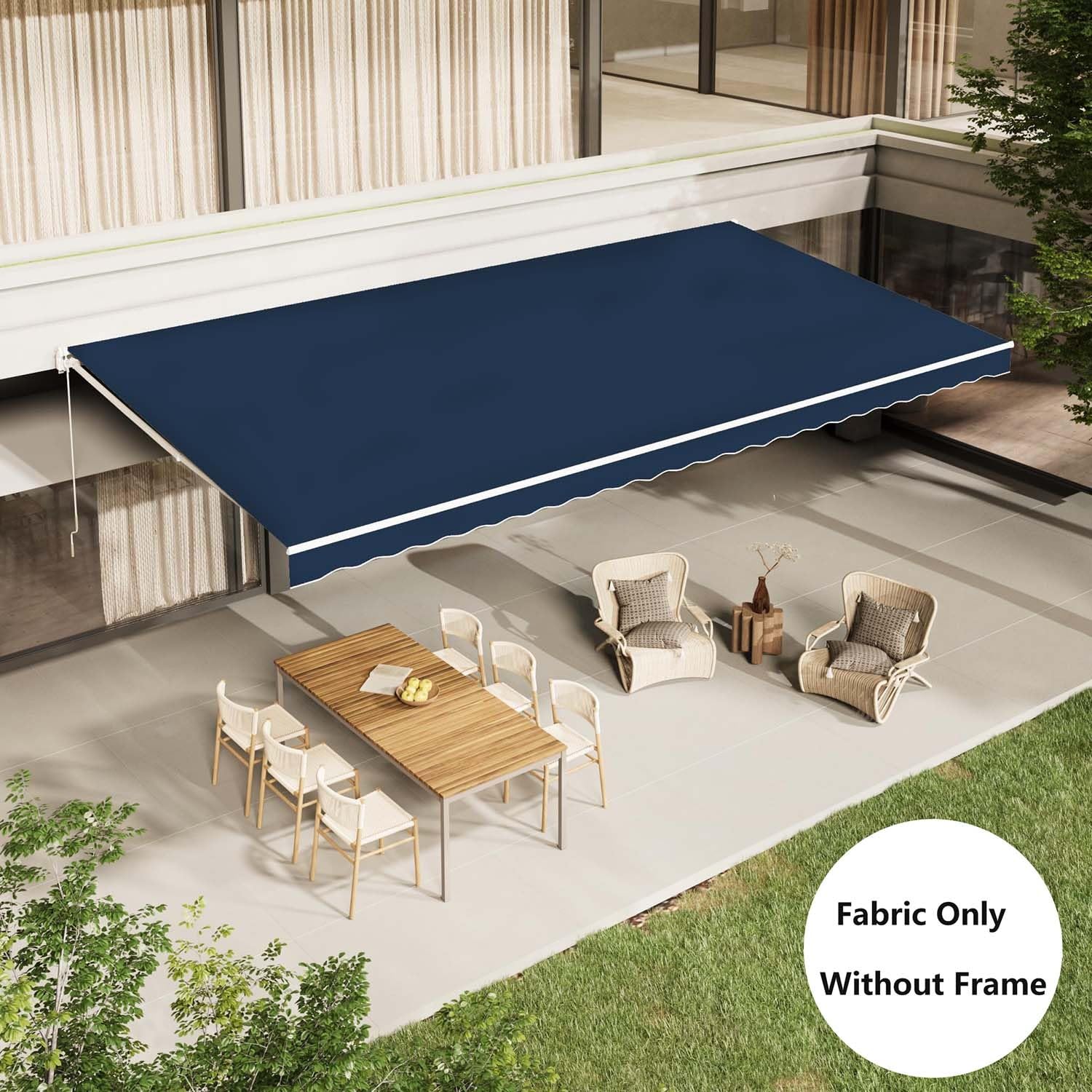 Copertura di ricambio per patio in tessuto impermeabile, resistente ai raggi UV, per giardino e balcone, in poliestere, blu (350 x 250 cm)