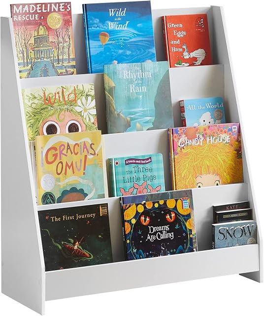 SoBuy Aide-mémoire pour enfants – Montessori Toddler Librairie & Étagère de livre pour bébés, étagères de livre de chambre de bébé & Organisateur de stockage de livres pour enfants, Bibliothèque Enfant Rangement Livre Blanc Bibliothèque, KMB32