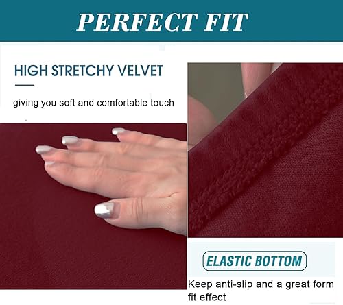 Miniatura 10 de Funda otomana rectangular, de terciopelo elástico, fundas otomanas rectangulares gruesas, fundas rectangulares para otomanas, funda de taburete