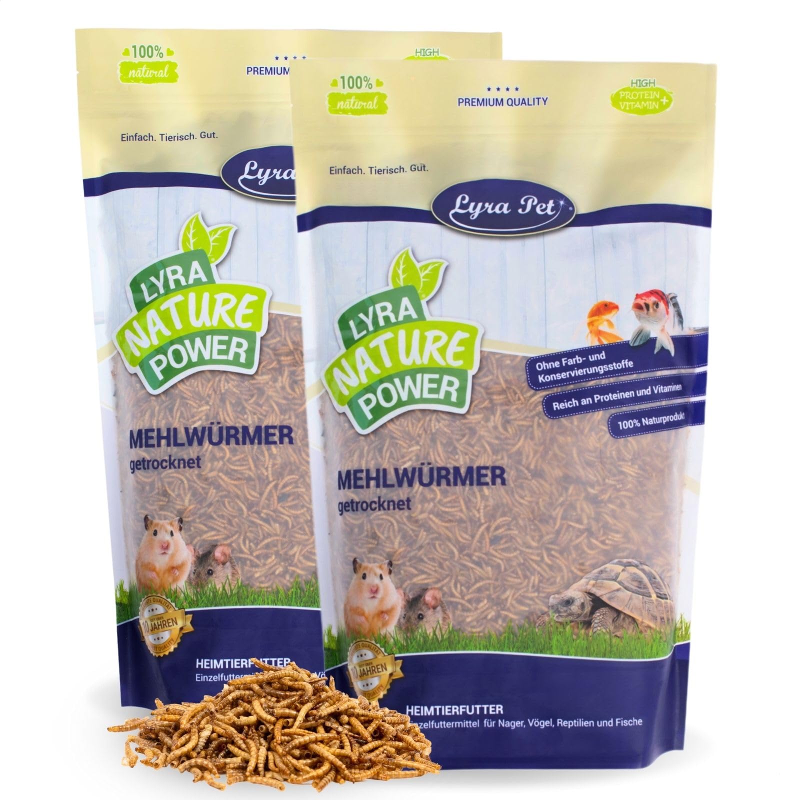 Lyra Pet® 10 kg Mehlwürmer getrocknet Futter für Wildvögel Nager Reptilien | Proteinreiches Vogelfutter - Nahrhafter Energiespender für Insektenfresser - Vitamine & Mineralstoffe - Für viele Tiere