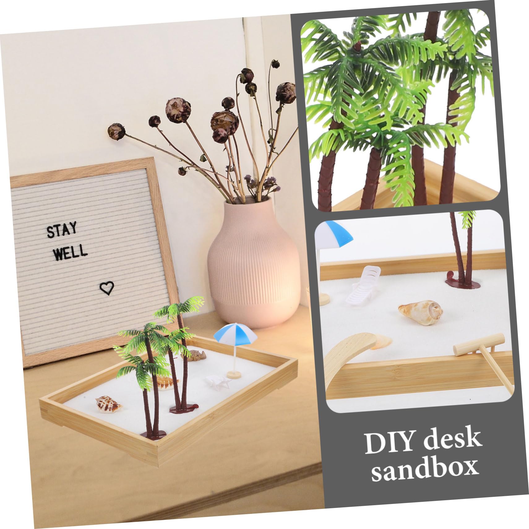 Künstliche Strandszene Sanddeko Satz aus Robustem Material für Wohndekoration Zimmer Zen Garten Miniatur Ozean Sandkasten zur Entspannung