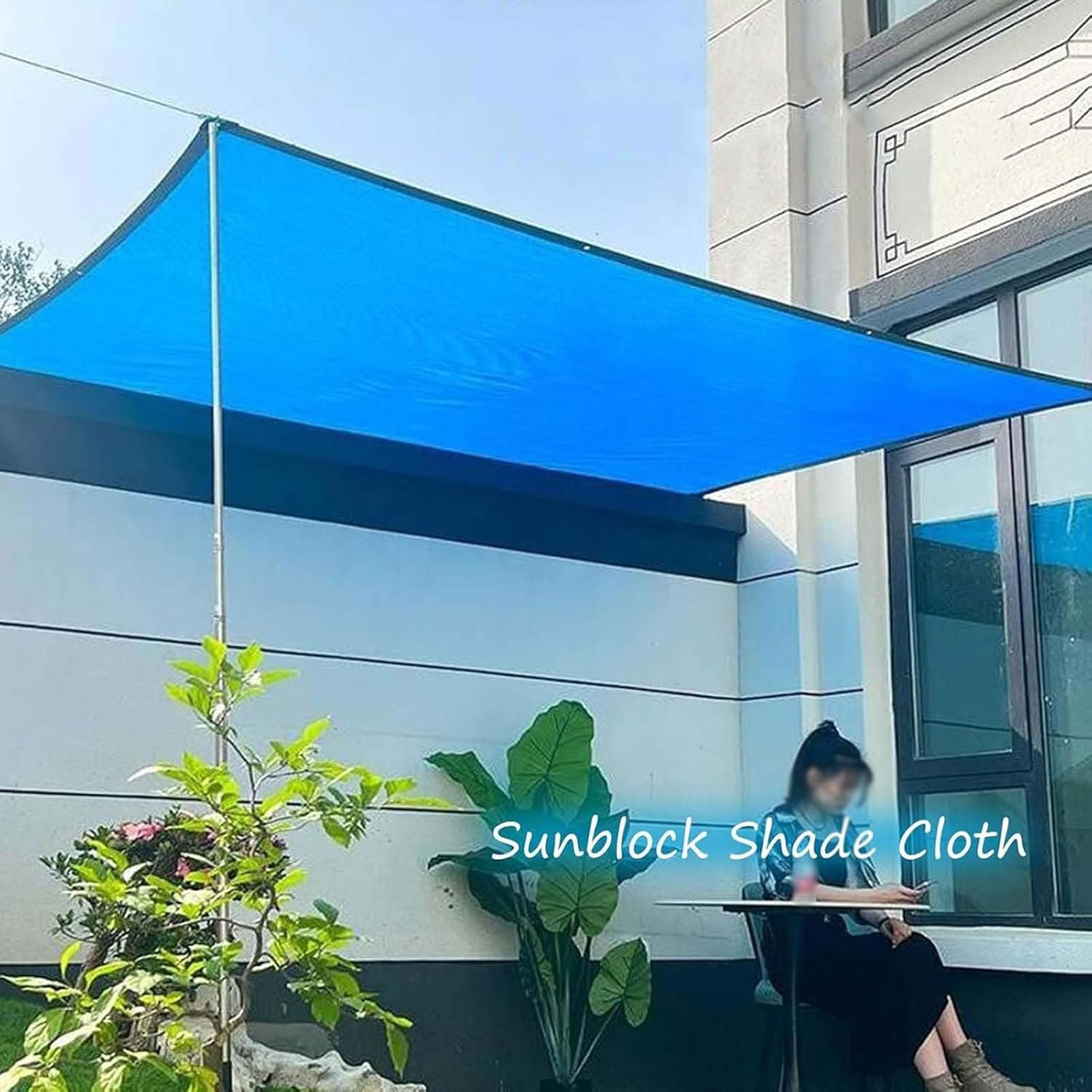 Premium Sonnencreme für den Garten, 80 % Sonnenschutz, mit Ösen, atmungsaktiv, für Hühner und Gewächshäuser, 8 x 8 m, Blau