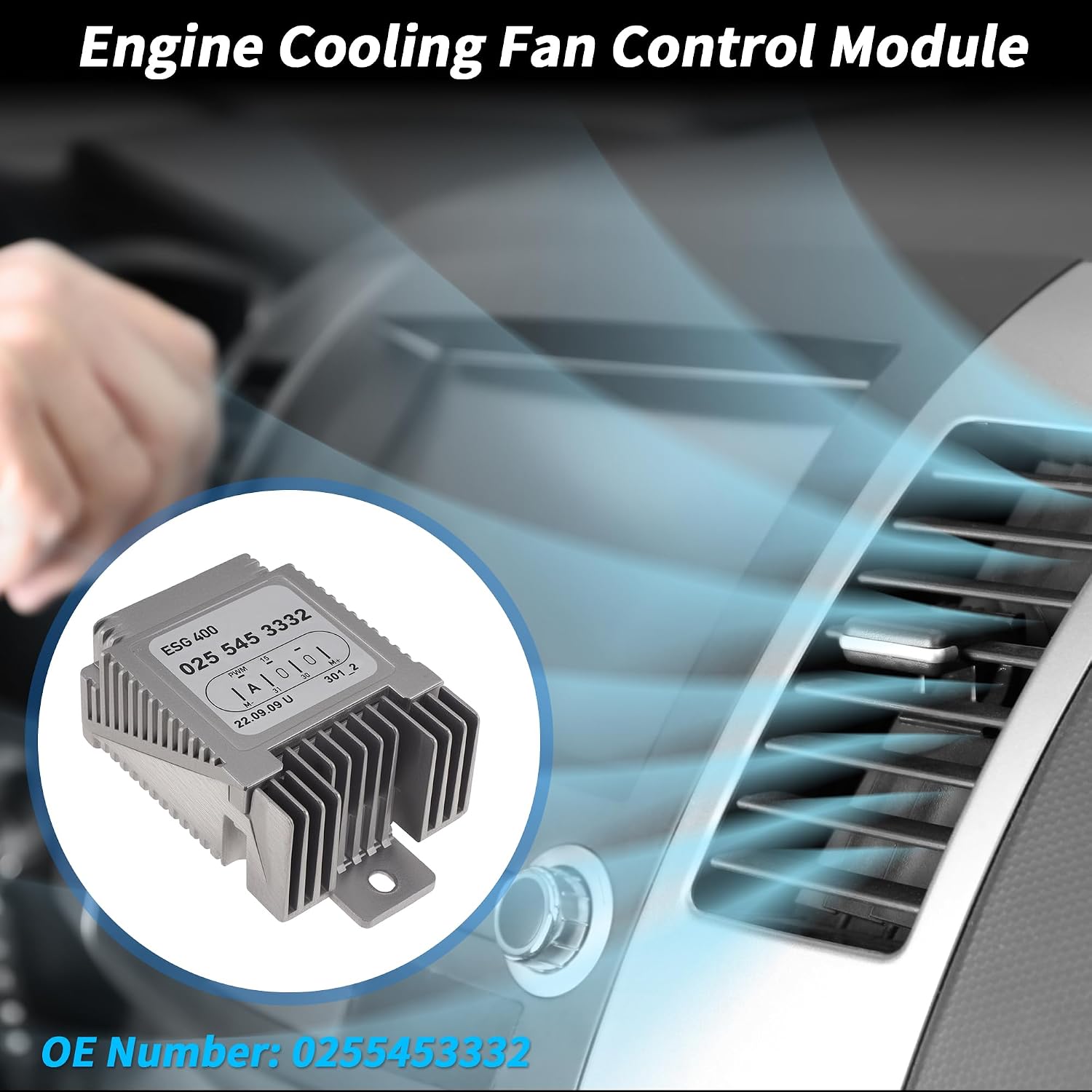No.0255453332 Engine Cooling Fan Control Module Controller Resistor for Mercedes-Benz C230 1997-1998 for Mercedes-Benz C280 1998-2000 1 Pcs