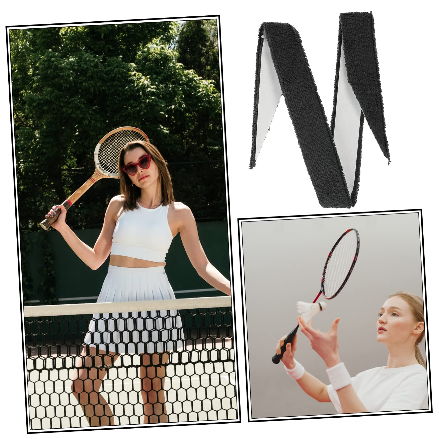 Abaodam 5pcs Racket Sweatband Tennis Badminton Anti-Slip Grip Tape Stretchy Sports Accessory