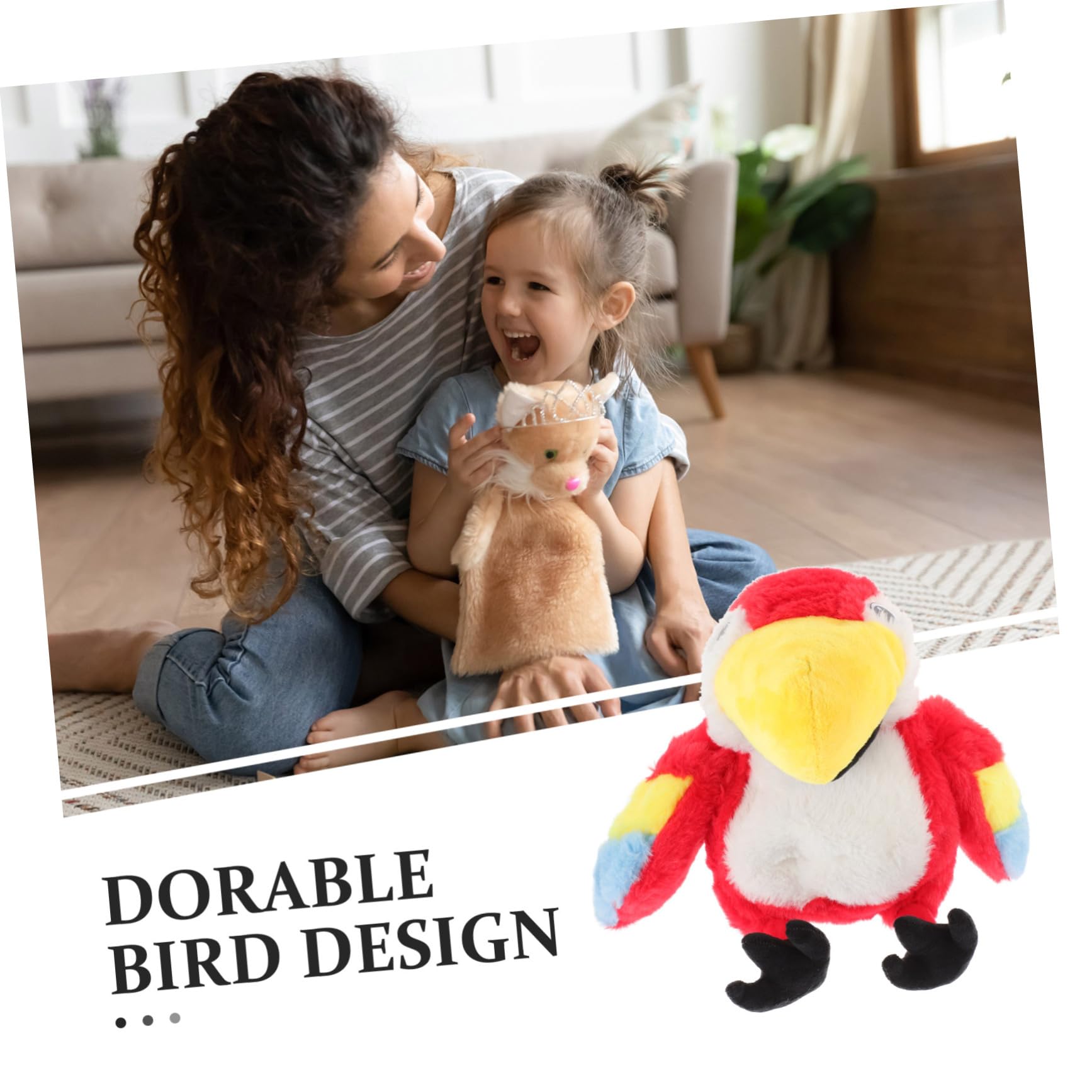 minkissy Marioneta Mano Interactiva Loro de Peluche para Educación Temprana Juguete Didáctico para Muñeco de Mano con Boca Móvil para Aprendizaje Casa o Jardín Infantil