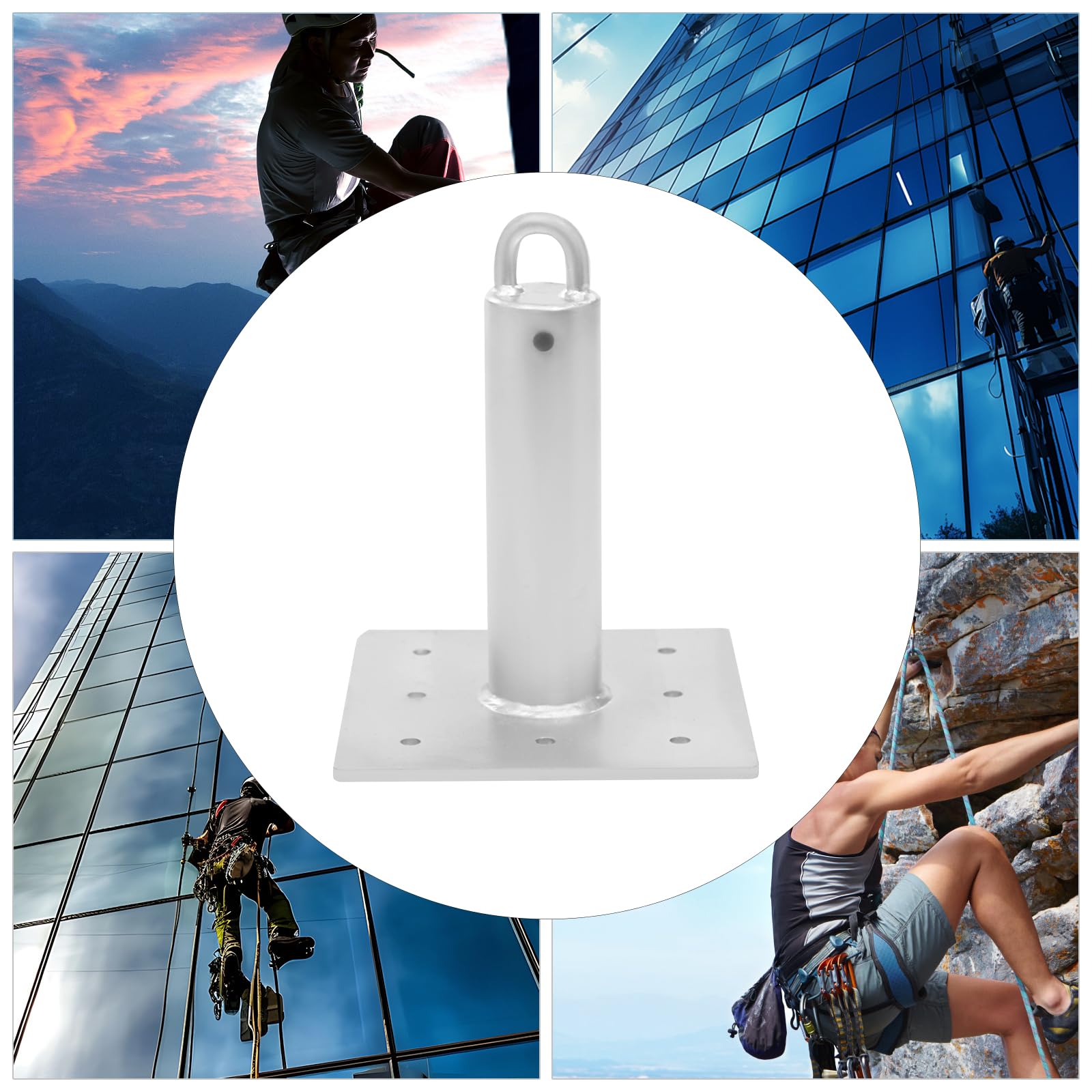 OUKANING Anclaje de hormigón, resistencia a la rotura, anclaje de hierro galvanizado para cuerda de seguridad, seguridad de altura en techo y hormigón, protección contra caídas para construcción e